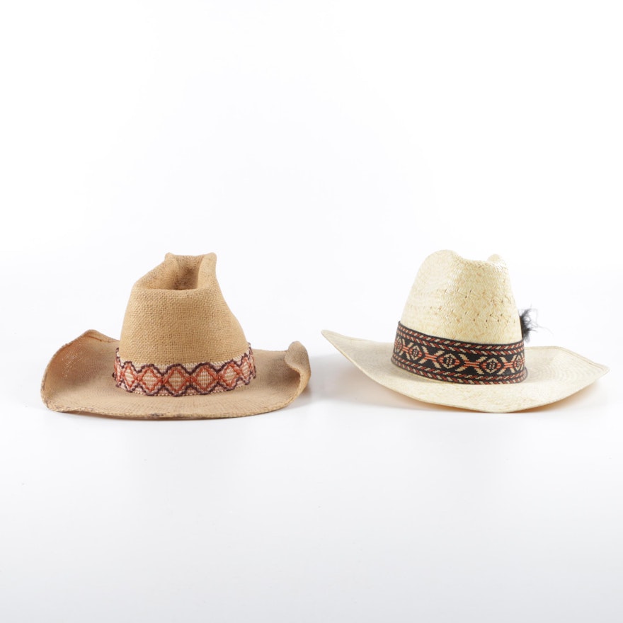 Vintage Resistol and Artel Straw Cowboy Hats