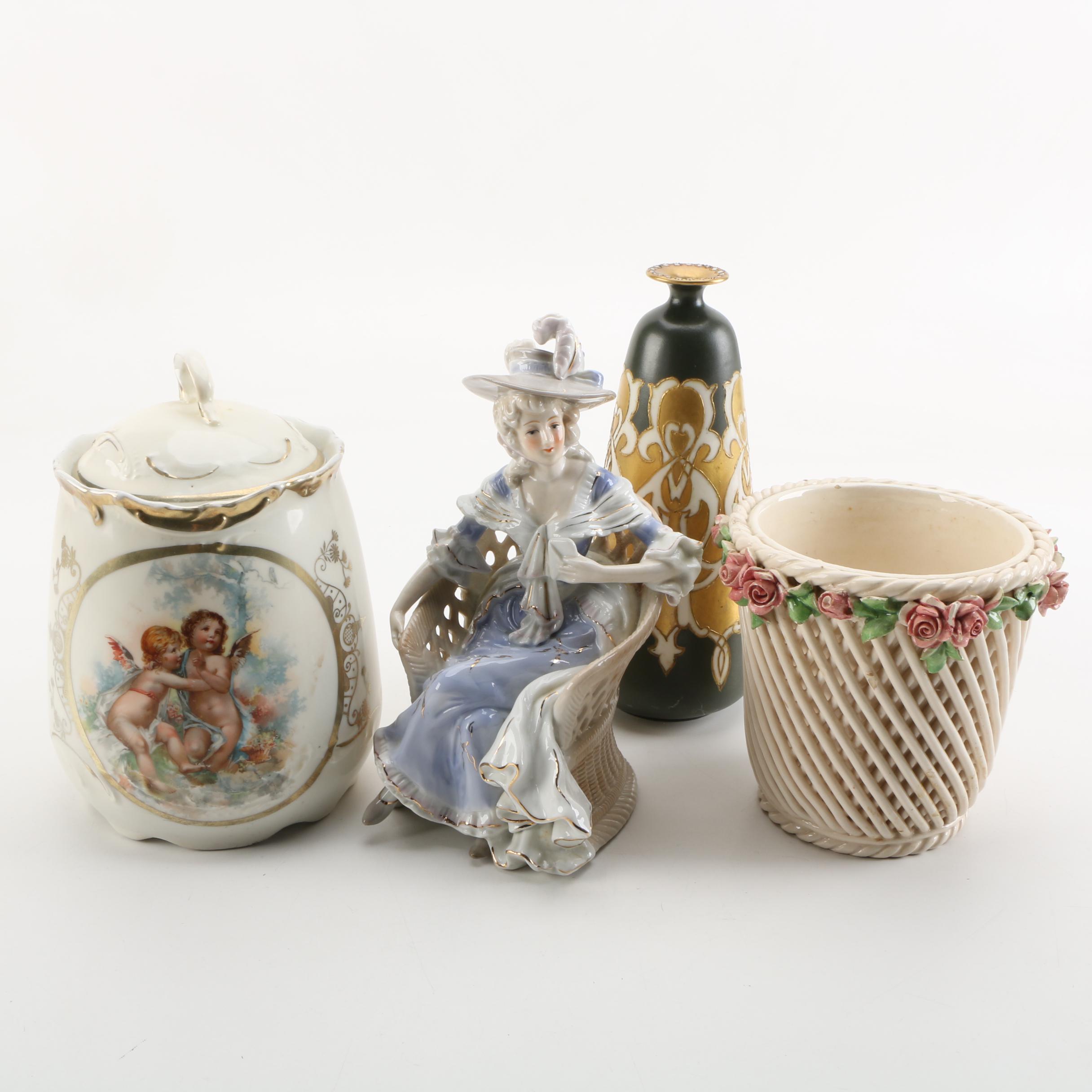 Ceramic Vase, Pot, Canister and Figurine