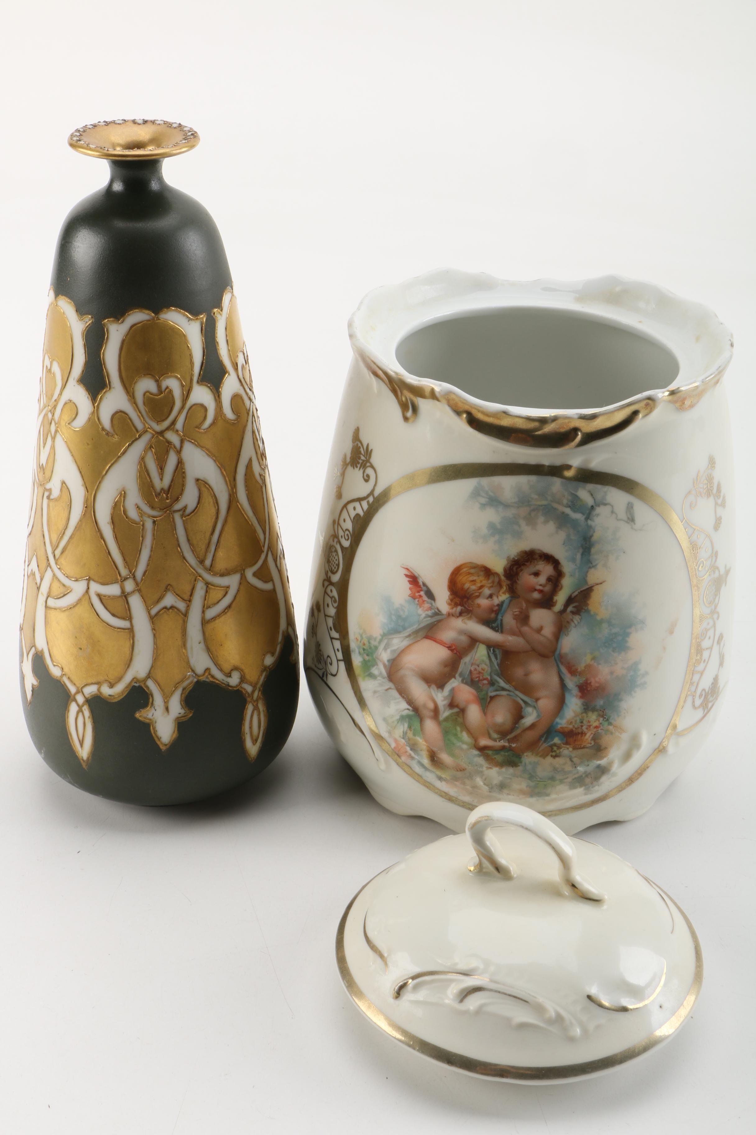 Ceramic Vase, Pot, Canister and Figurine