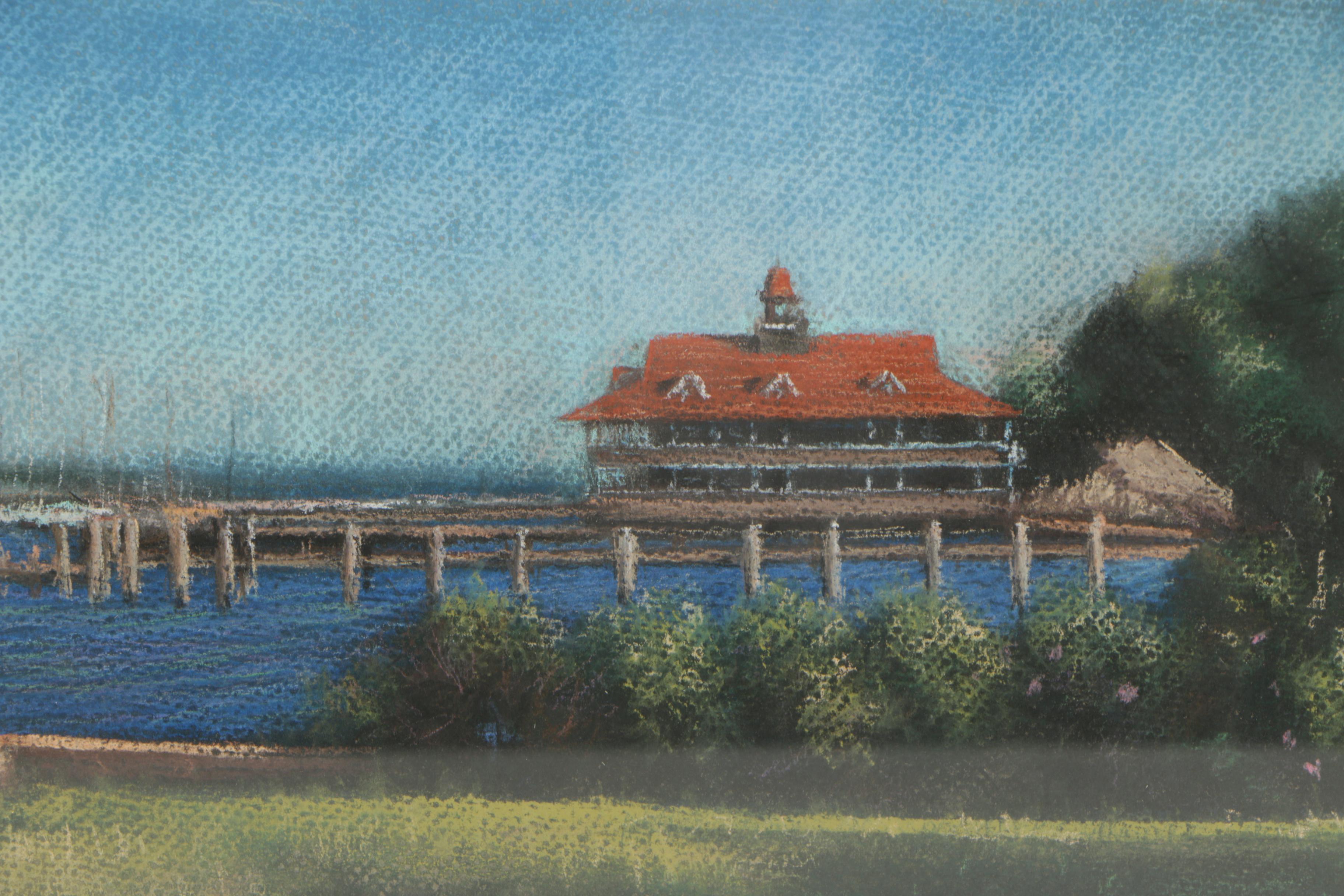 S.B. Oil Crayon Drawing of a Landscape