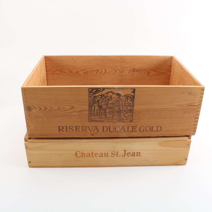 Ruffino Riserva Ducale Gold and Chateau St. Jean Wine Crates