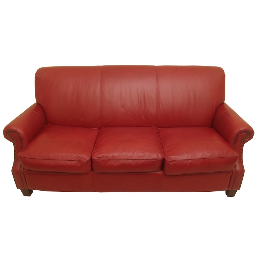 Red Upholstered Sofa by Thomasville