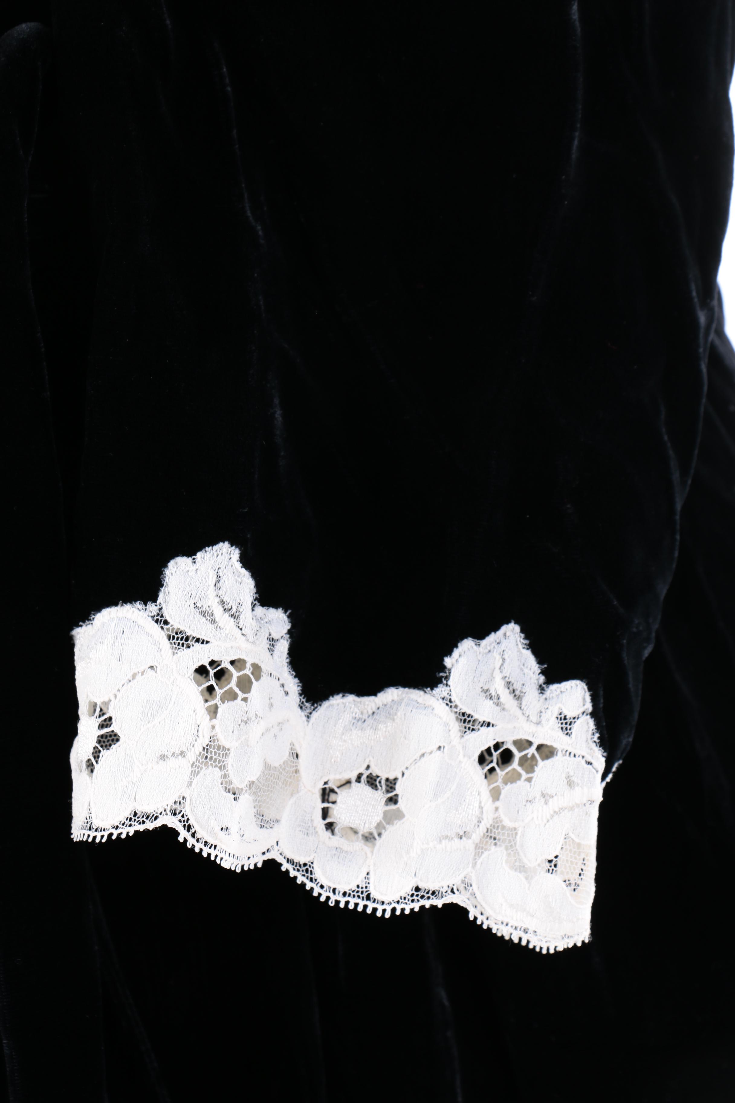 Bill Blass Black Velvet Dress and Christian Dior Lingerie Black Velvet Robe