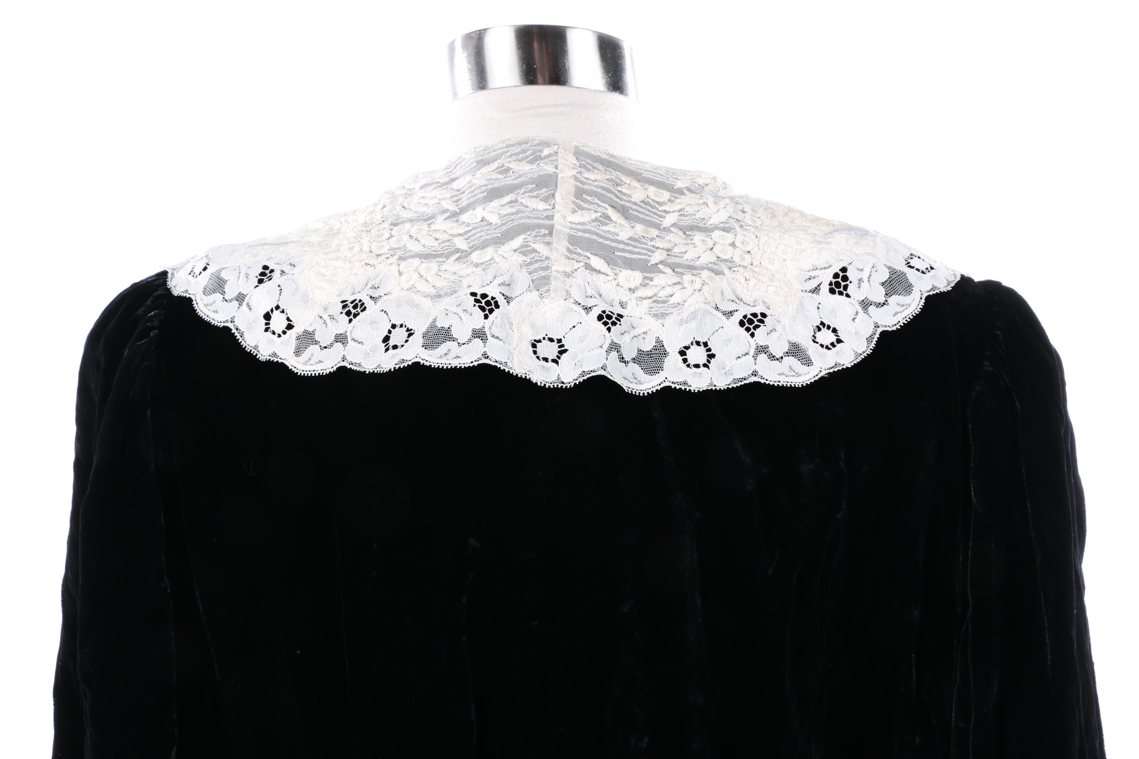 Bill Blass Black Velvet Dress and Christian Dior Lingerie Black Velvet Robe