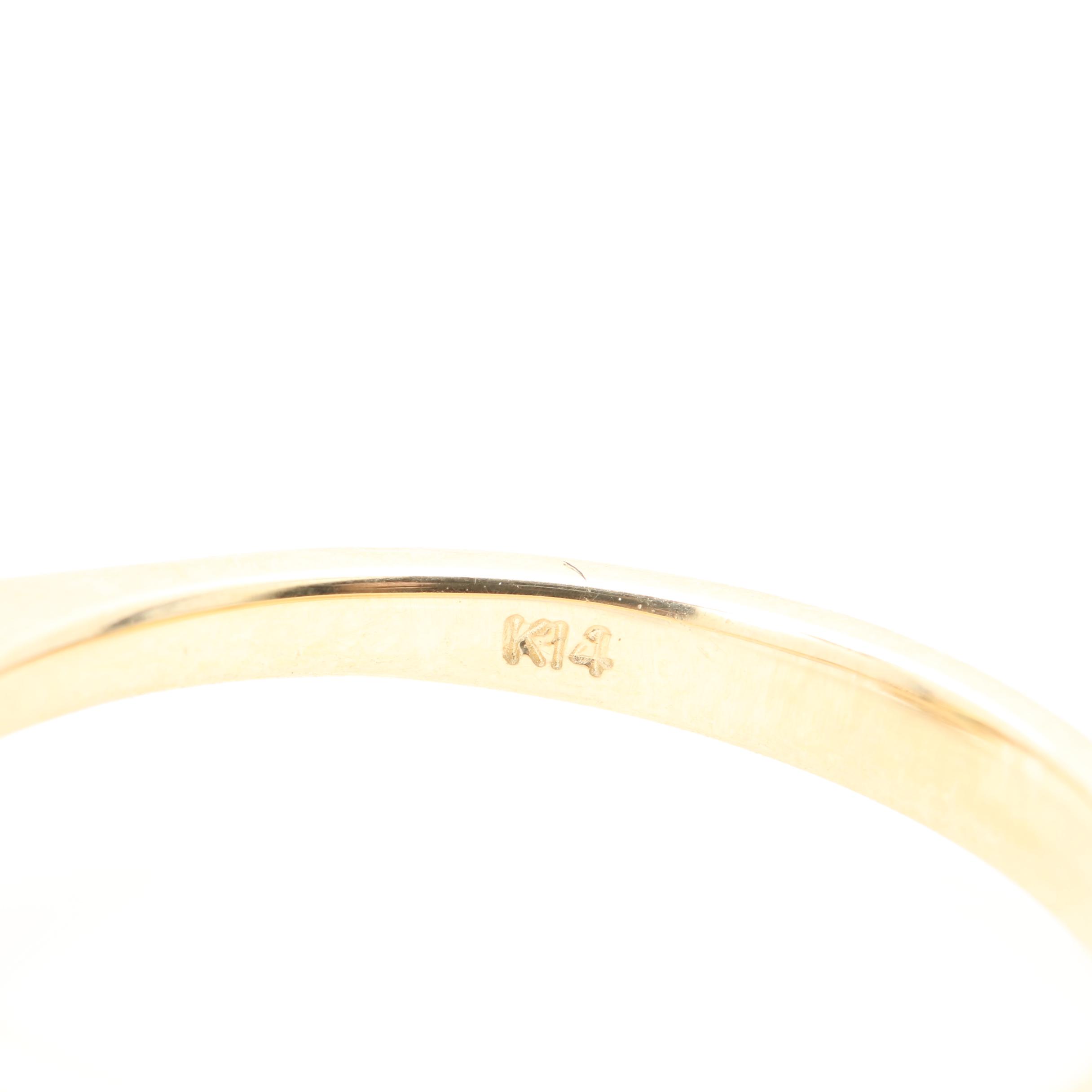 14K Yellow Gold Emerald and Diamond Ring