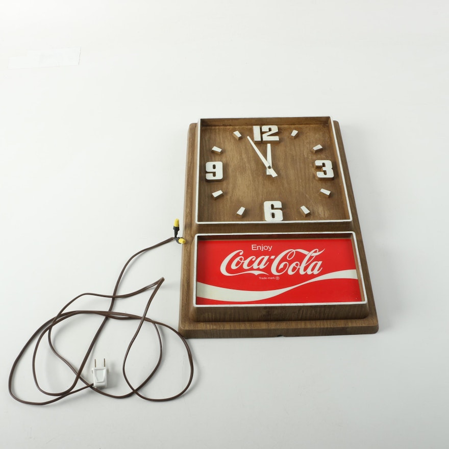 Vintage Faux Wood Coca-Cola Wall Clock