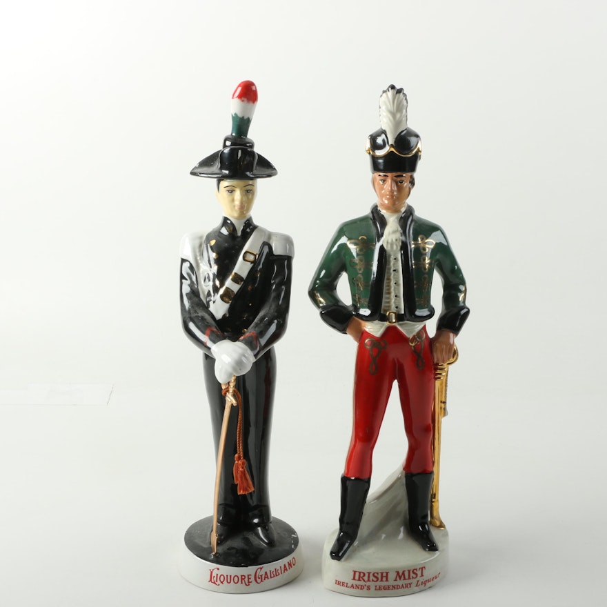 Vintage Italian Liquor Decanters with Military Figures