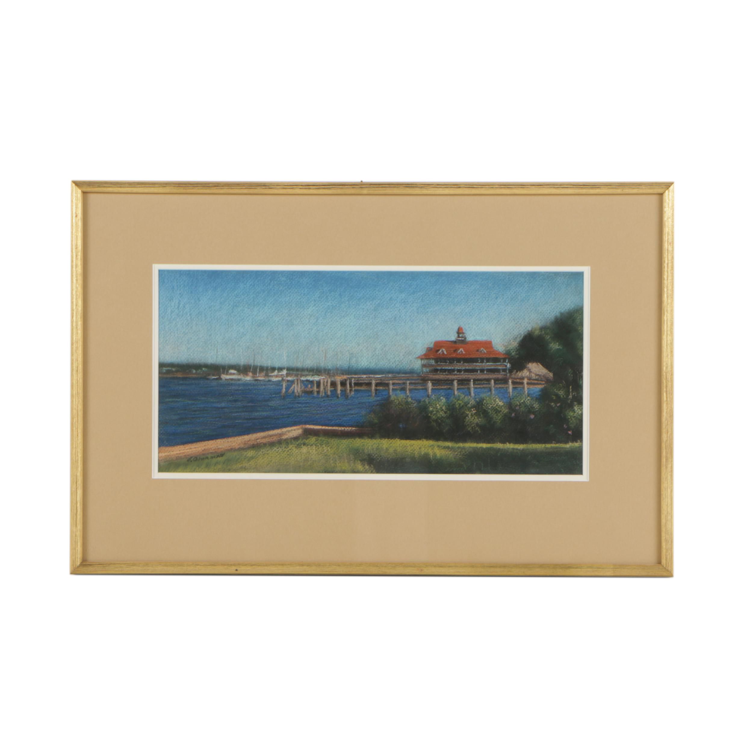 S.B. Oil Crayon Drawing of a Landscape