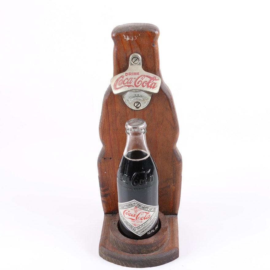 1981 Commemorative Coca-Colla Bottle with Holder and Bottle Opener