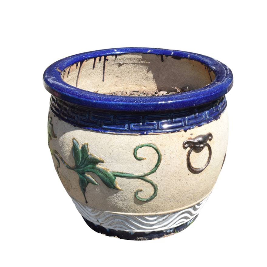 Painted Asian Style Ceramic Planter