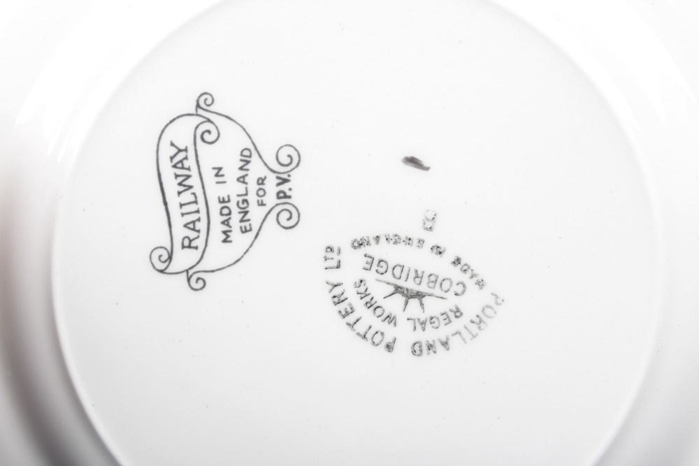 English Portland Pottery "Railway" Dessert Plates