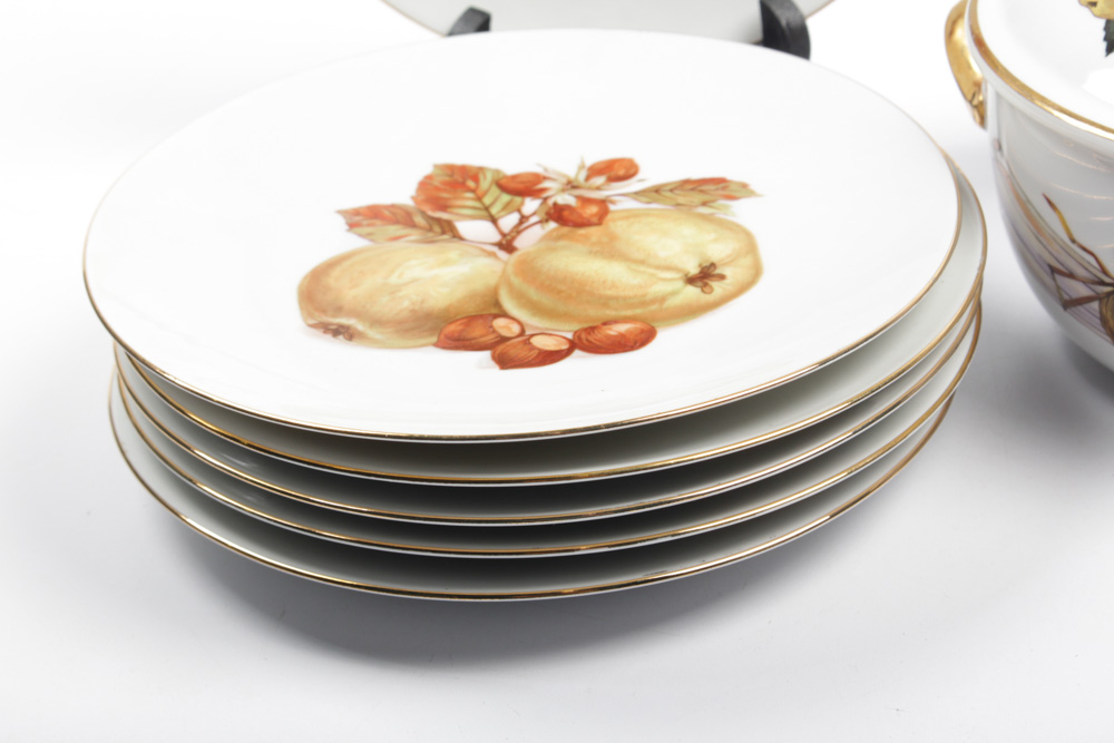 Royal Worcester "Evesham" Casserole and Bareuther Dessert Plates