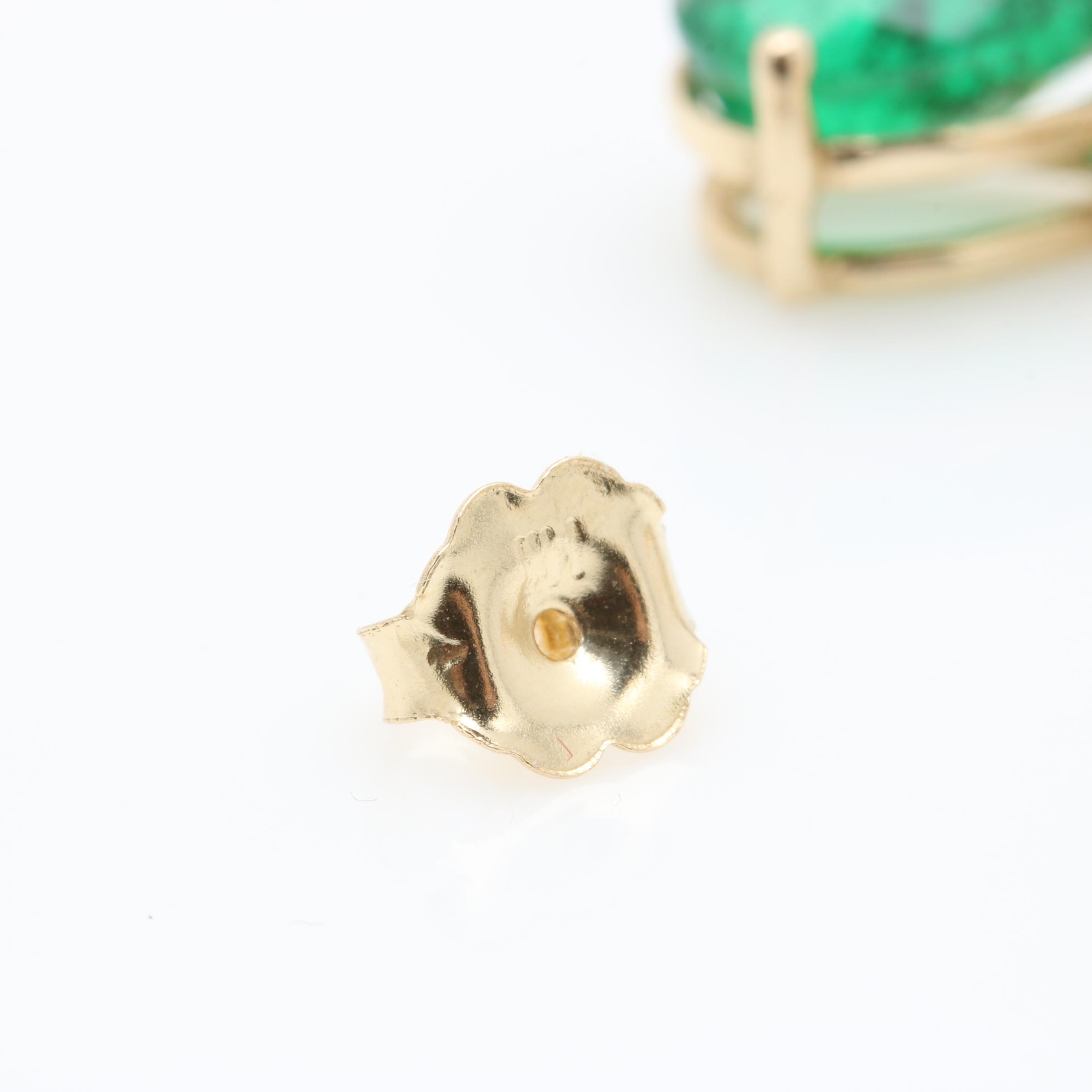 14K Yellow Gold 3.26 CTW Emerald and 1.24 CTW Diamond Earrings