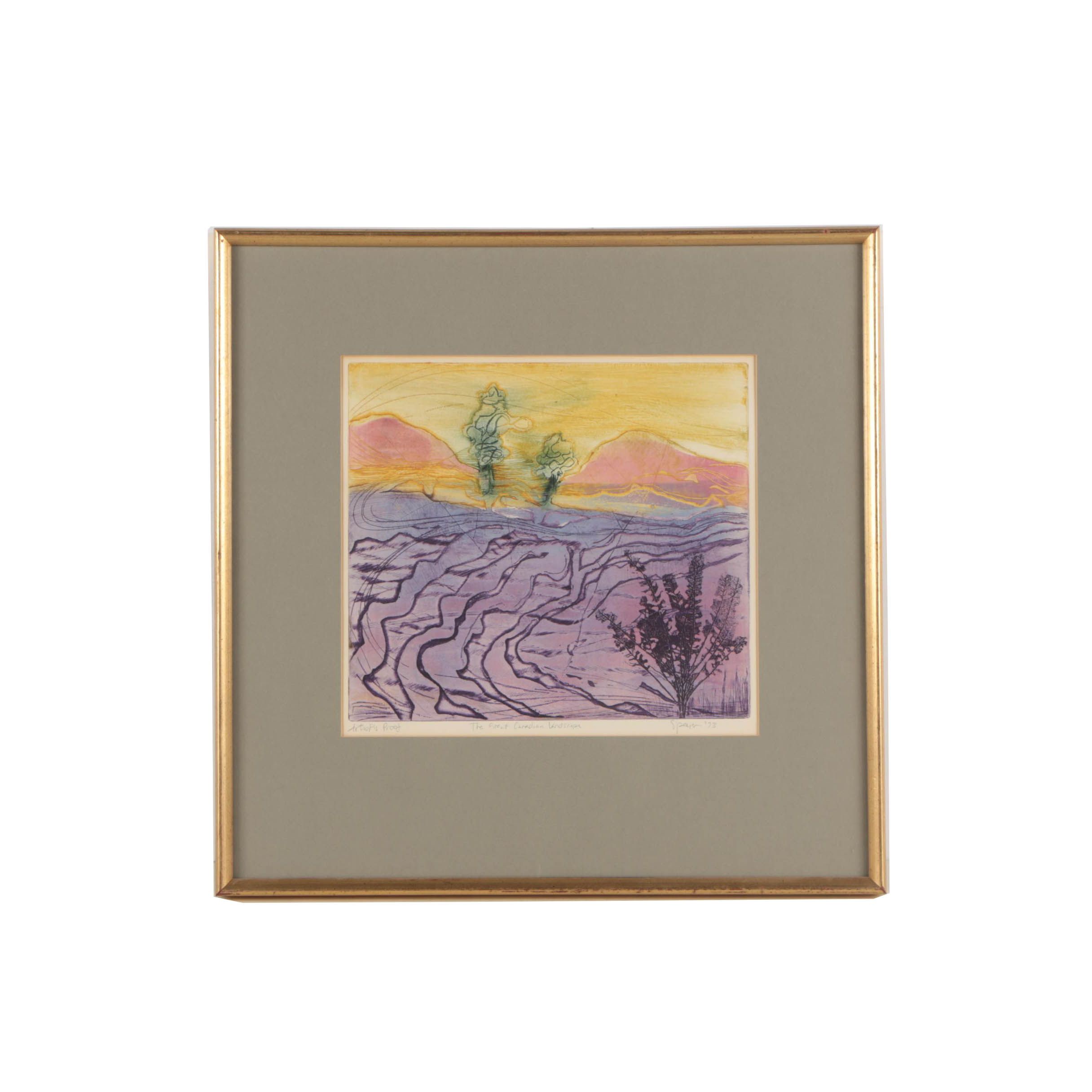 Speyer 1973 Etching a la Poupée "The Great Canadian Landscape"