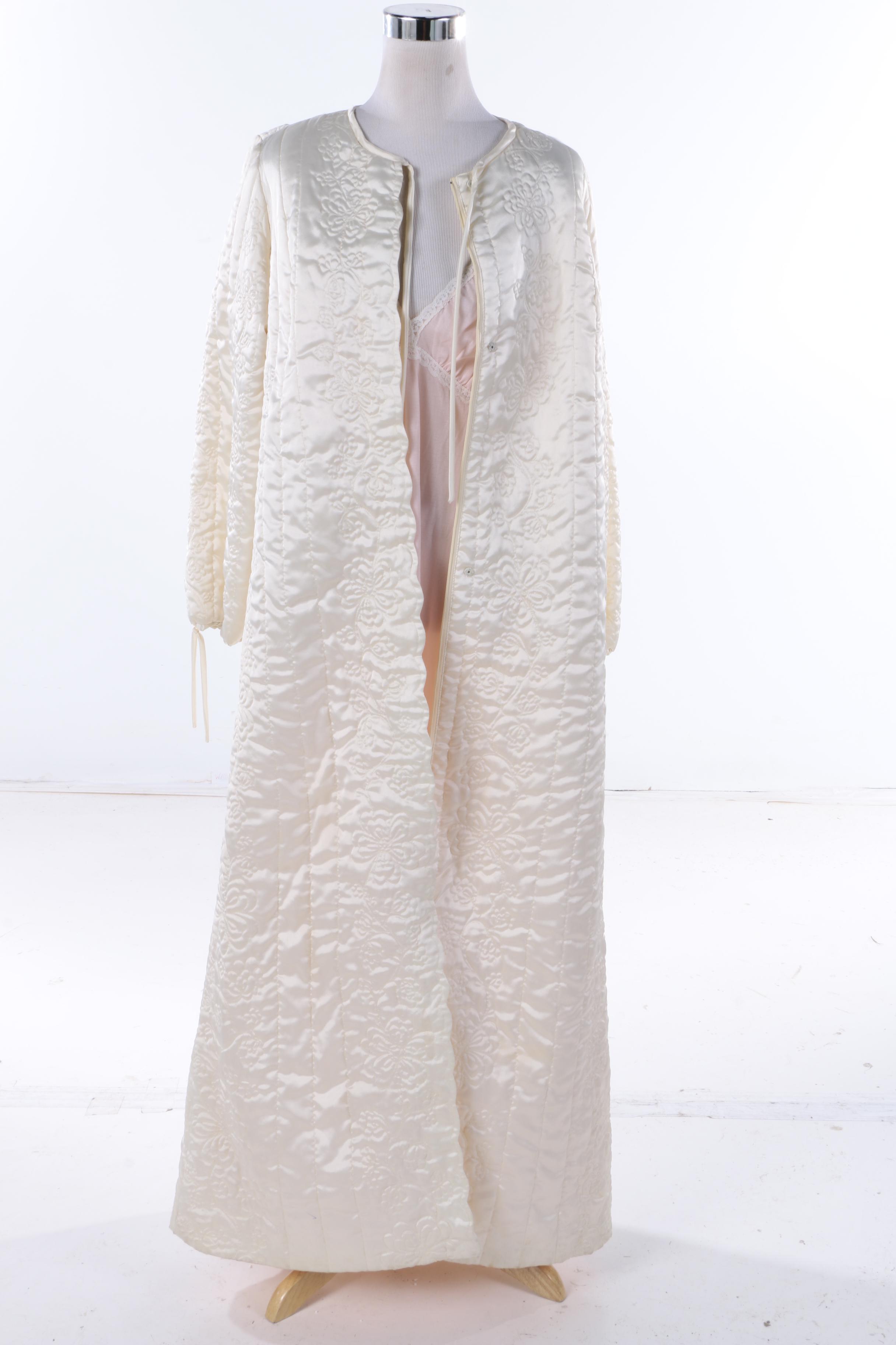 Vintage Nylon Chiffon Nightgowns and Quilted House Coat by Neiman Marcus