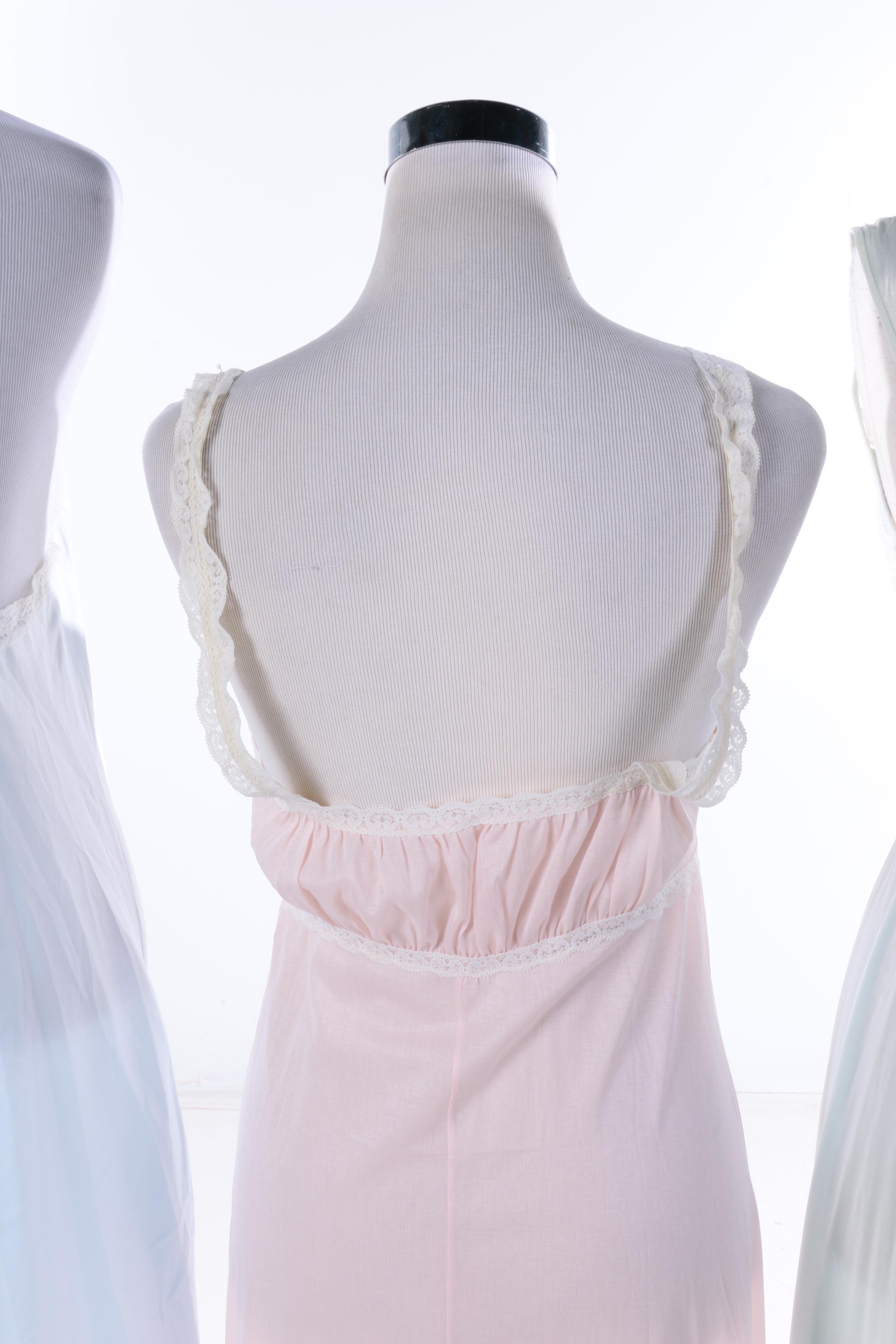 Vintage Nylon Chiffon Nightgowns and Quilted House Coat by Neiman Marcus