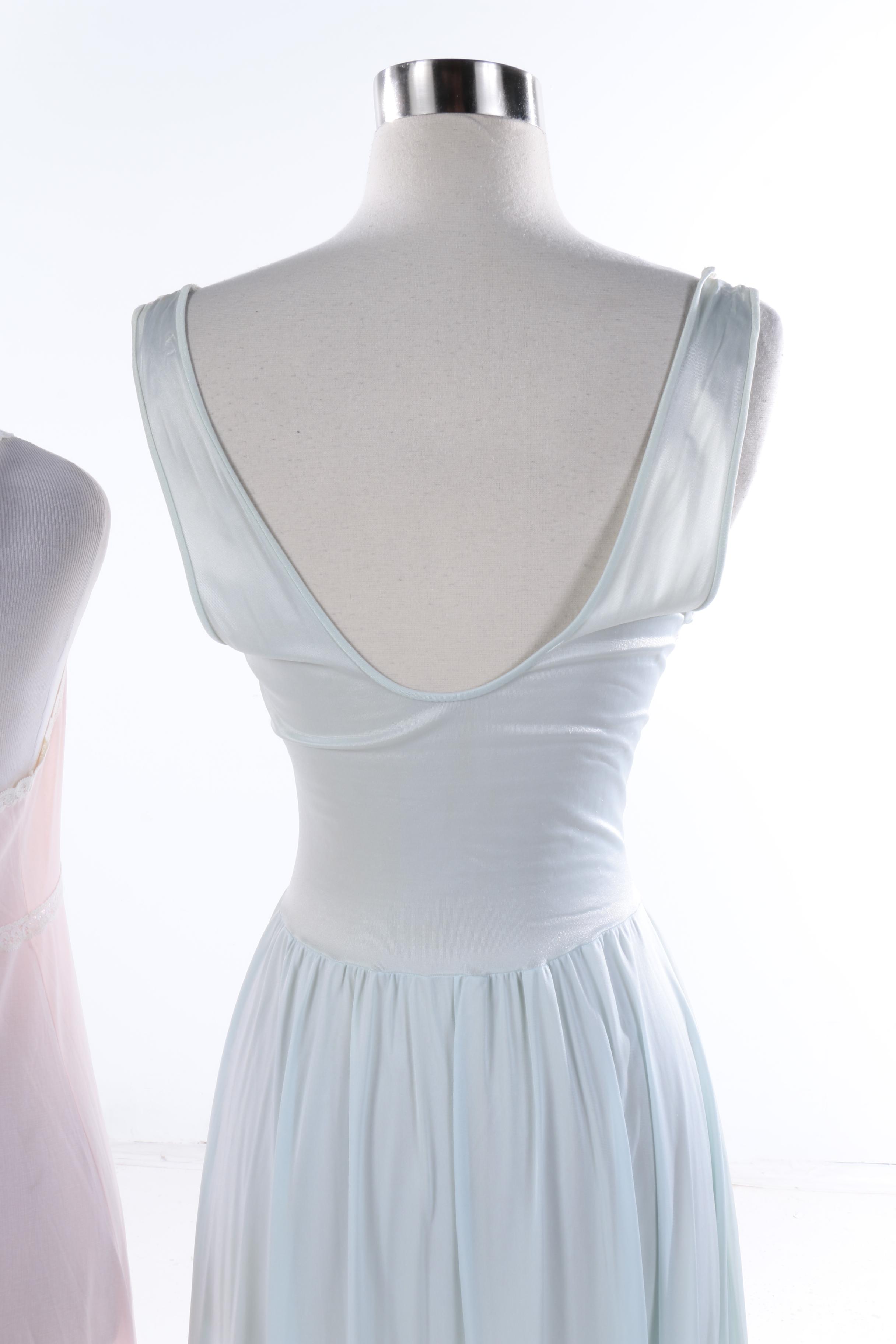 Vintage Nylon Chiffon Nightgowns and Quilted House Coat by Neiman Marcus