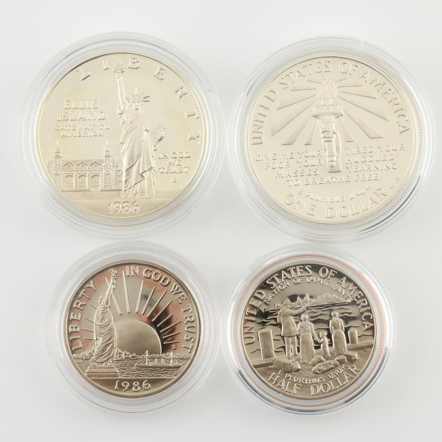 Four 1986 Ellis Island/Statue of Liberty Proof Commemorative Coins