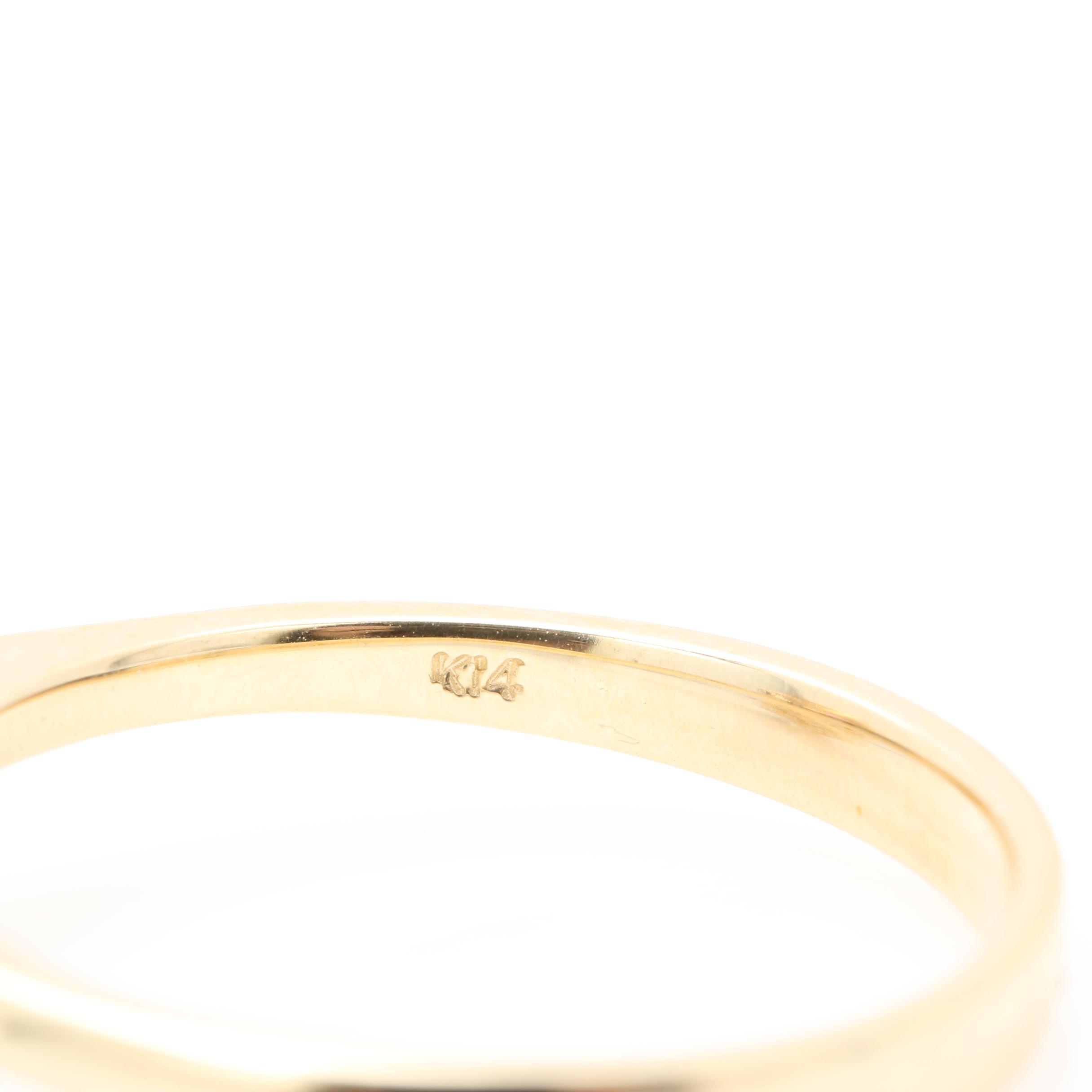 14K Yellow Gold Pink Tourmaline and Diamond Ring