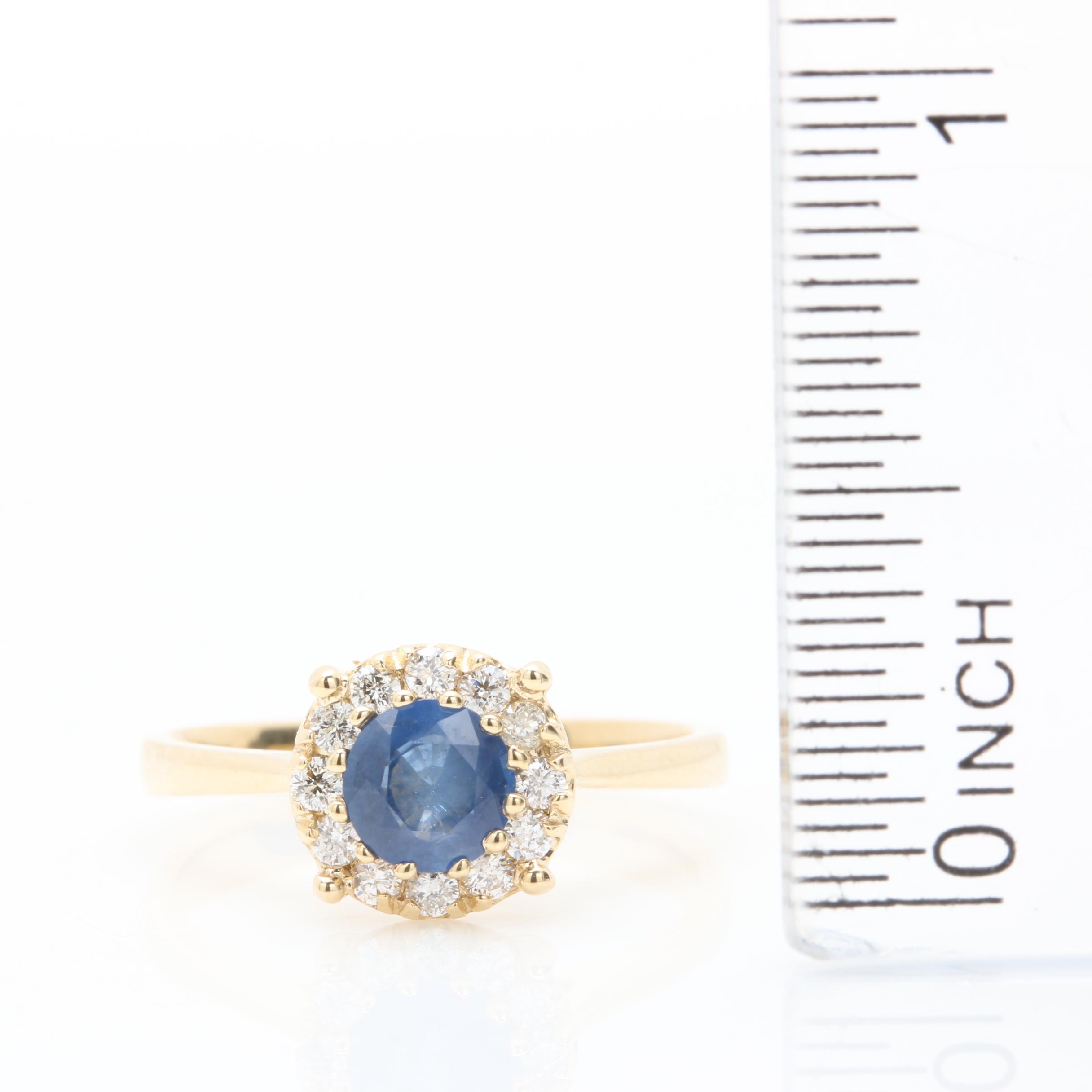 14K Yellow Gold Sapphire and Diamond Ring