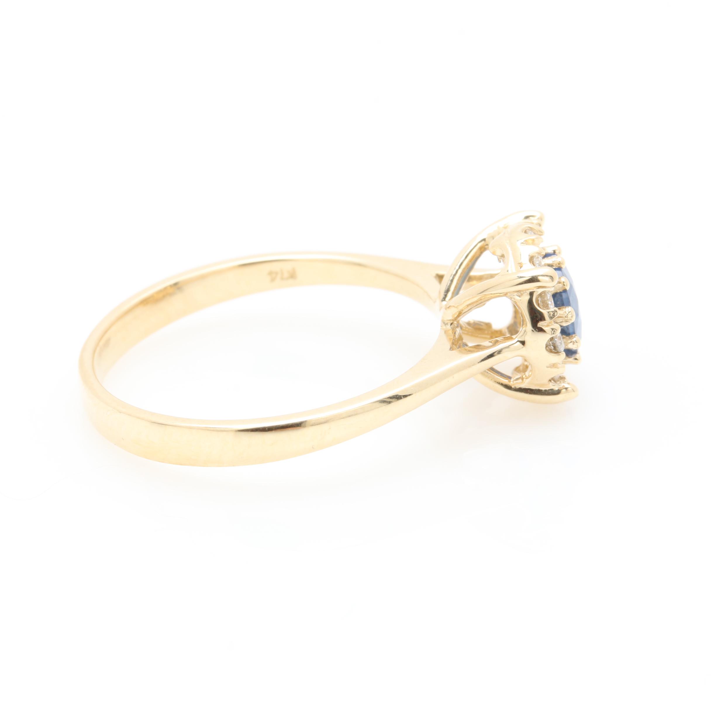 14K Yellow Gold Sapphire and Diamond Ring
