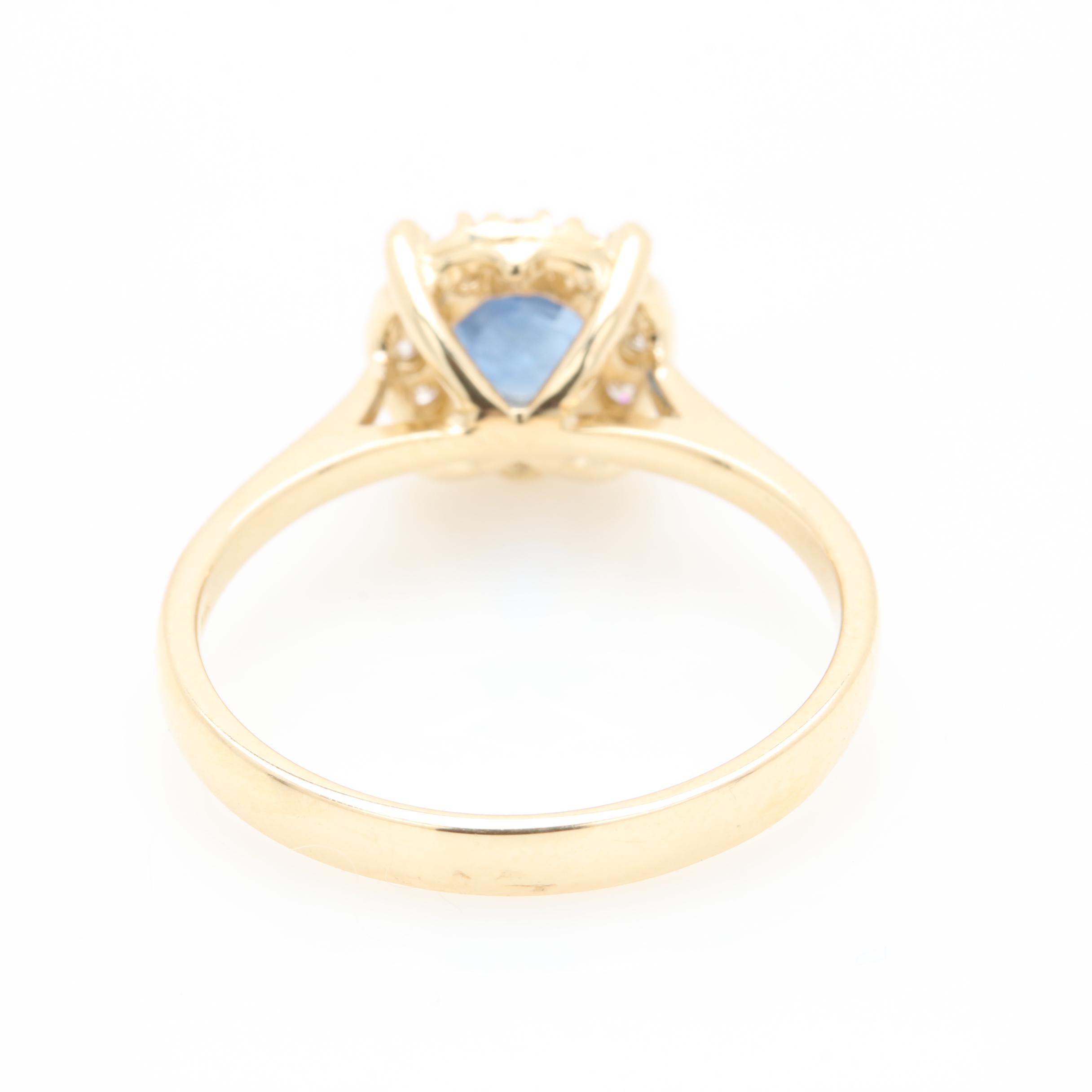 14K Yellow Gold Sapphire and Diamond Ring
