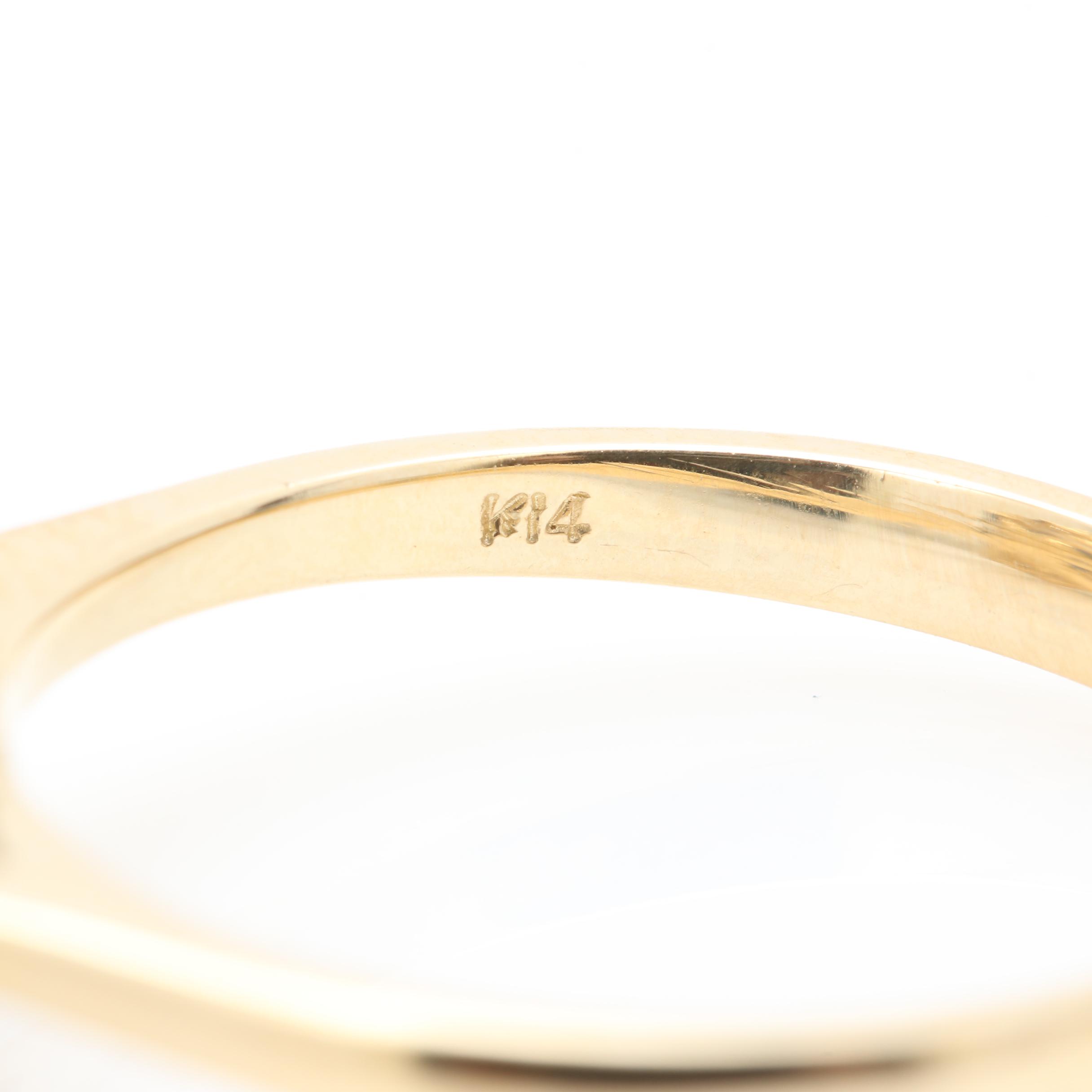 14K Yellow Gold Sapphire and Diamond Ring