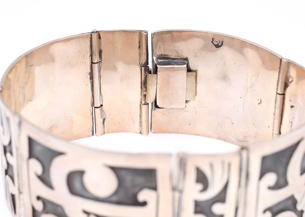 Sterling Silver Raised Motif Plaque Bracelet