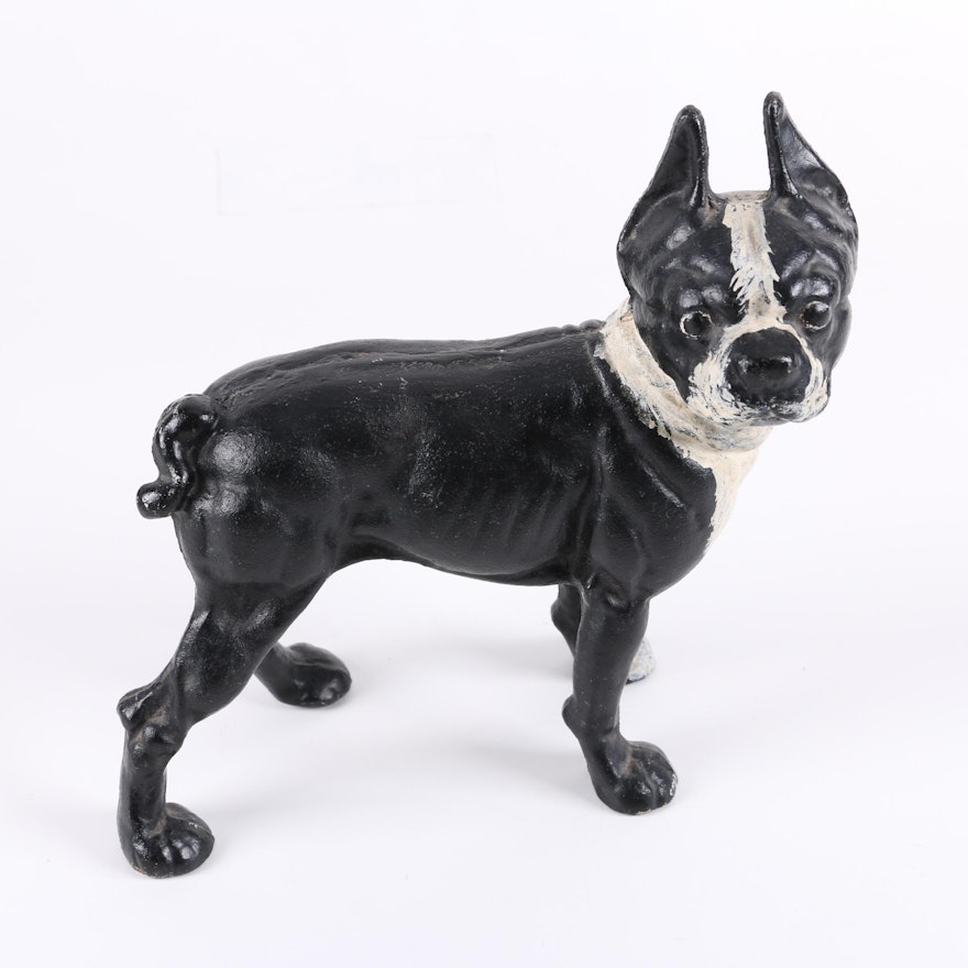 Vintage Boston Terrier Cast Iron Doorstop