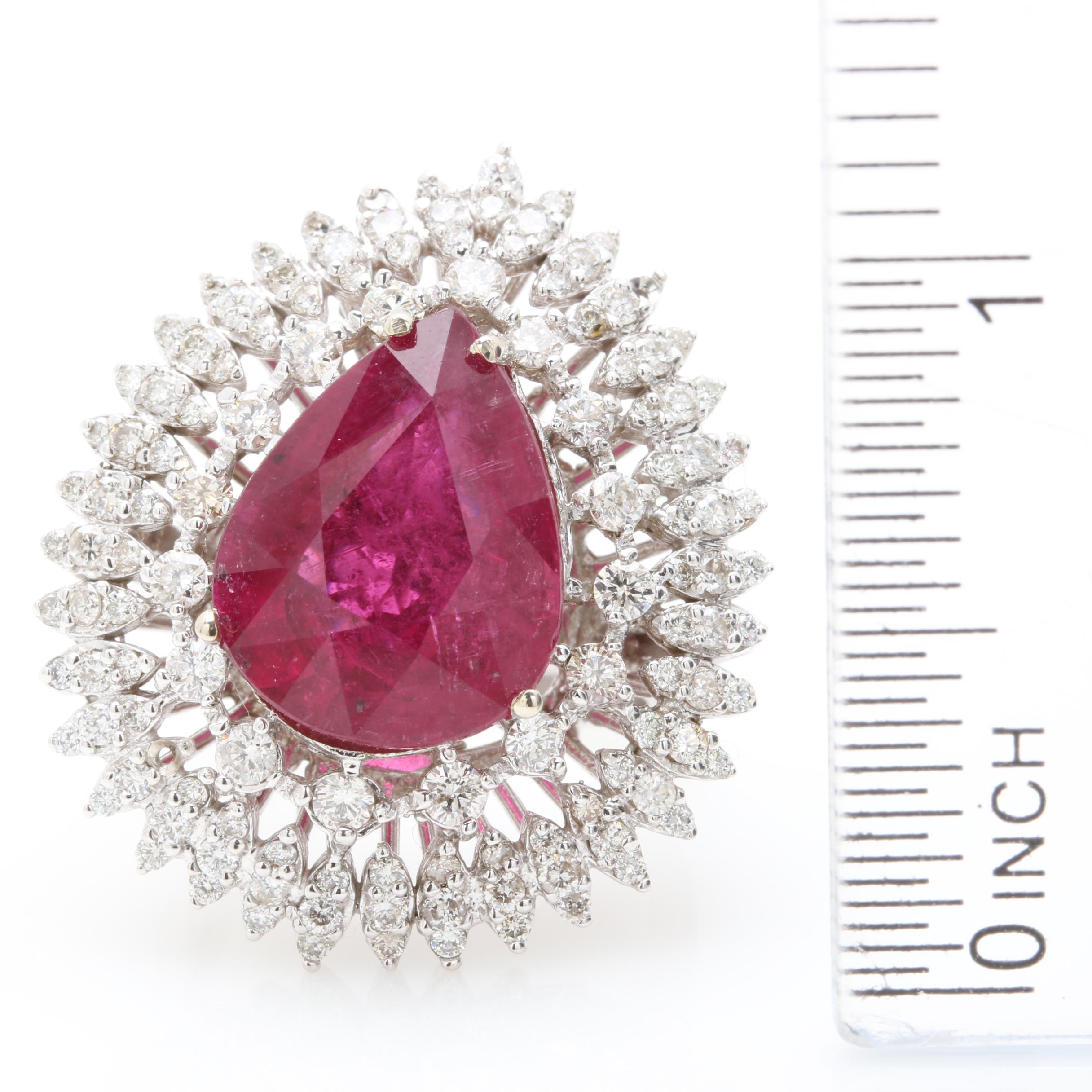 14K White Gold 7.79 CT Rubellite and 2.05 CTW Diamond Ring