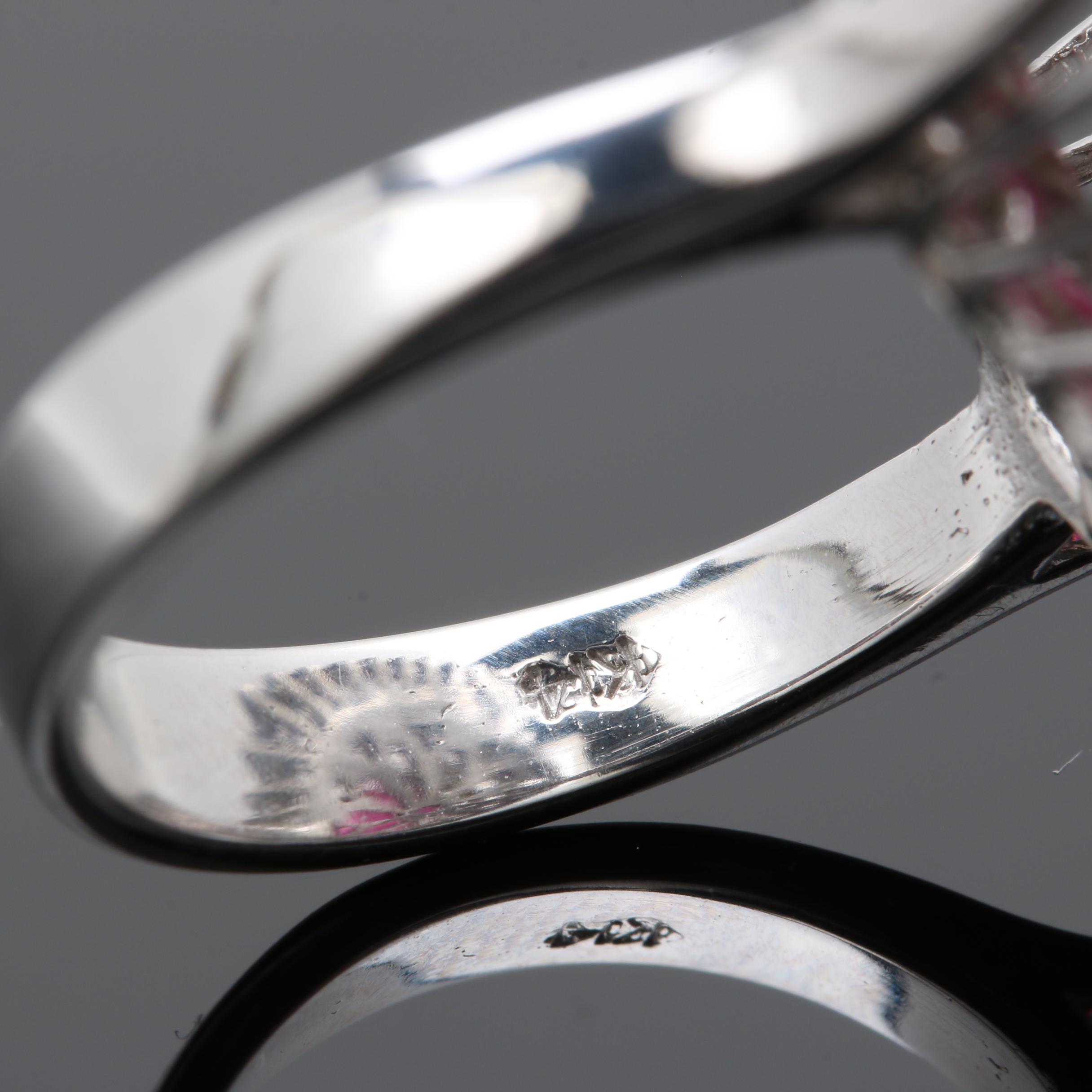 14K White Gold 7.79 CT Rubellite and 2.05 CTW Diamond Ring