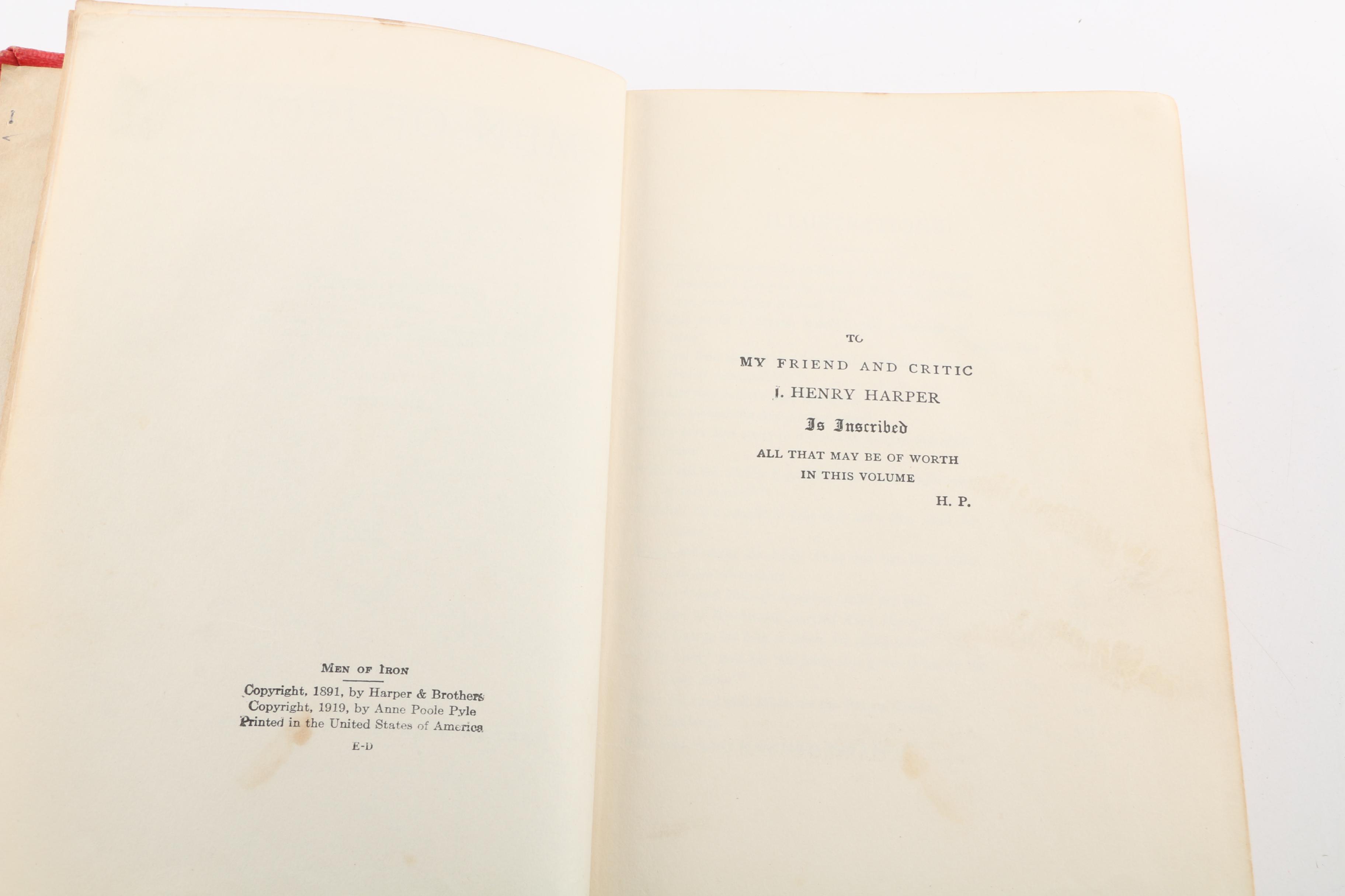 1919 "Men of Iron" by Howard Pyle and Other Books