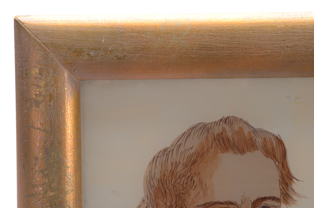 Reverse Portrait Painting on Glass of Johannes Brahms