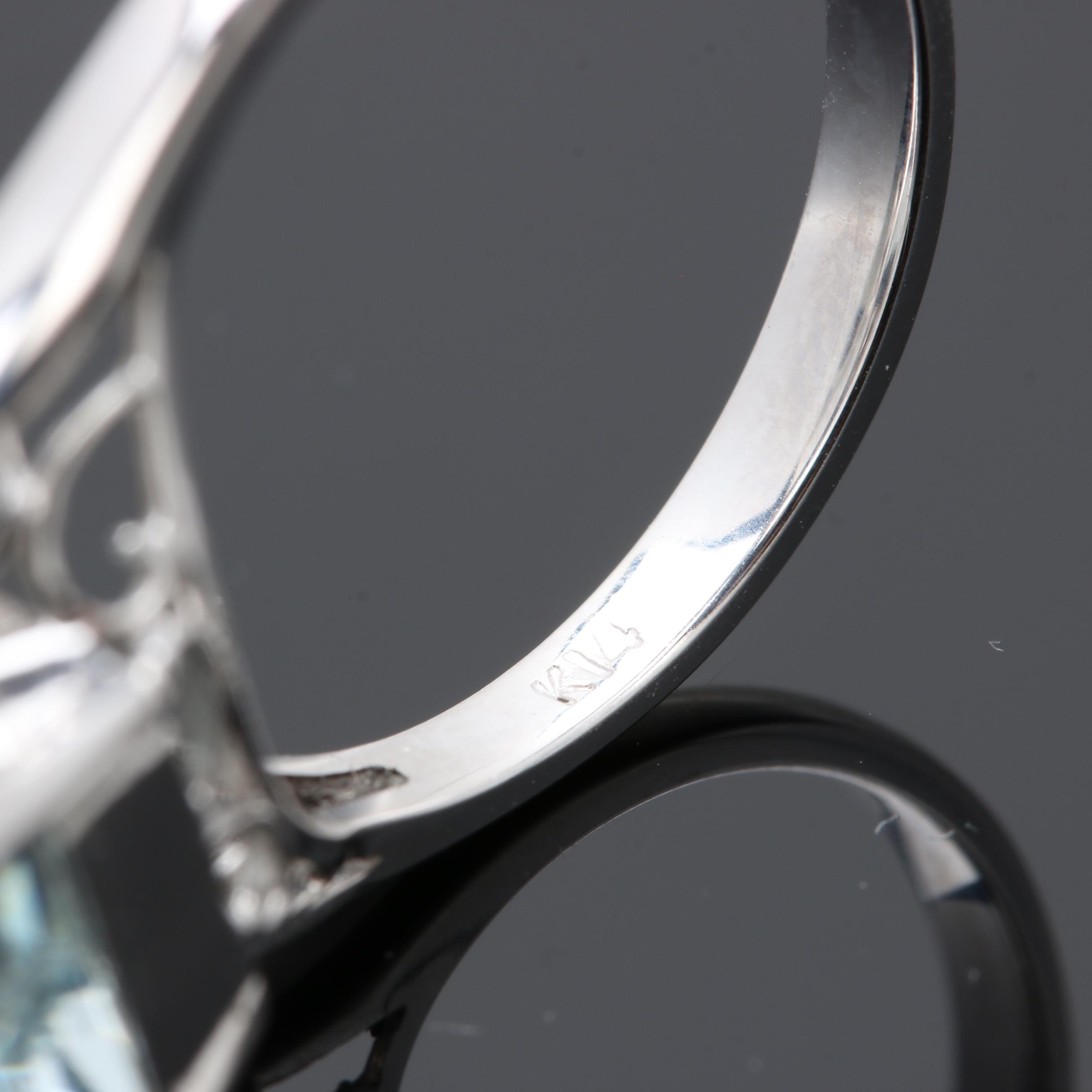 14K White Gold 6.03 CT Aquamarine and Diamond Ring