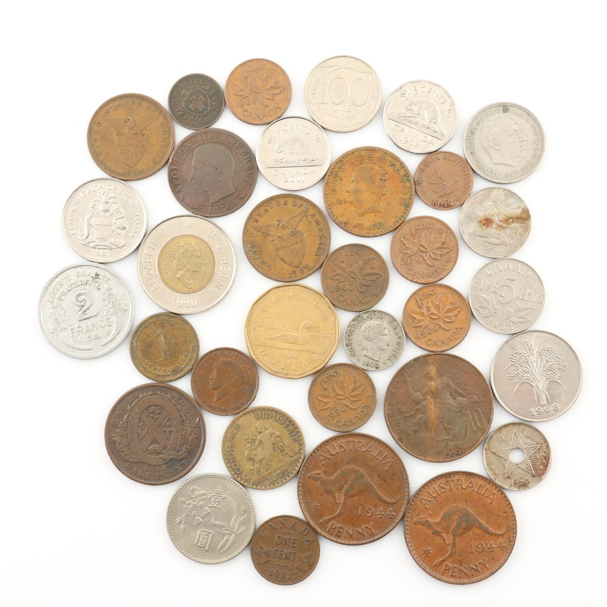 Thirty-Three Antique to Modern Foreign Coins