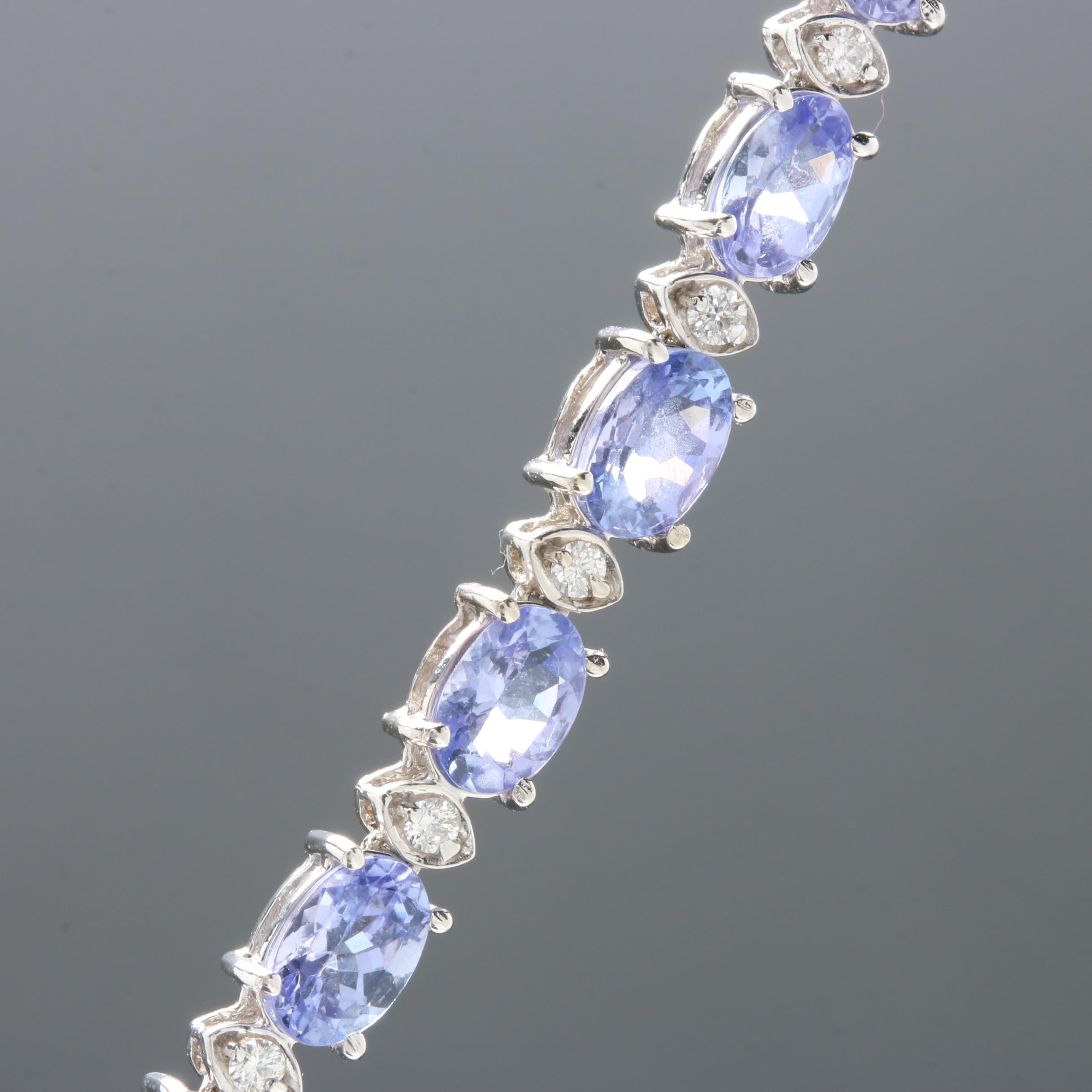 14K White Gold 2.23 CT Tanzanite and 2.49 CTW Diamond Necklace