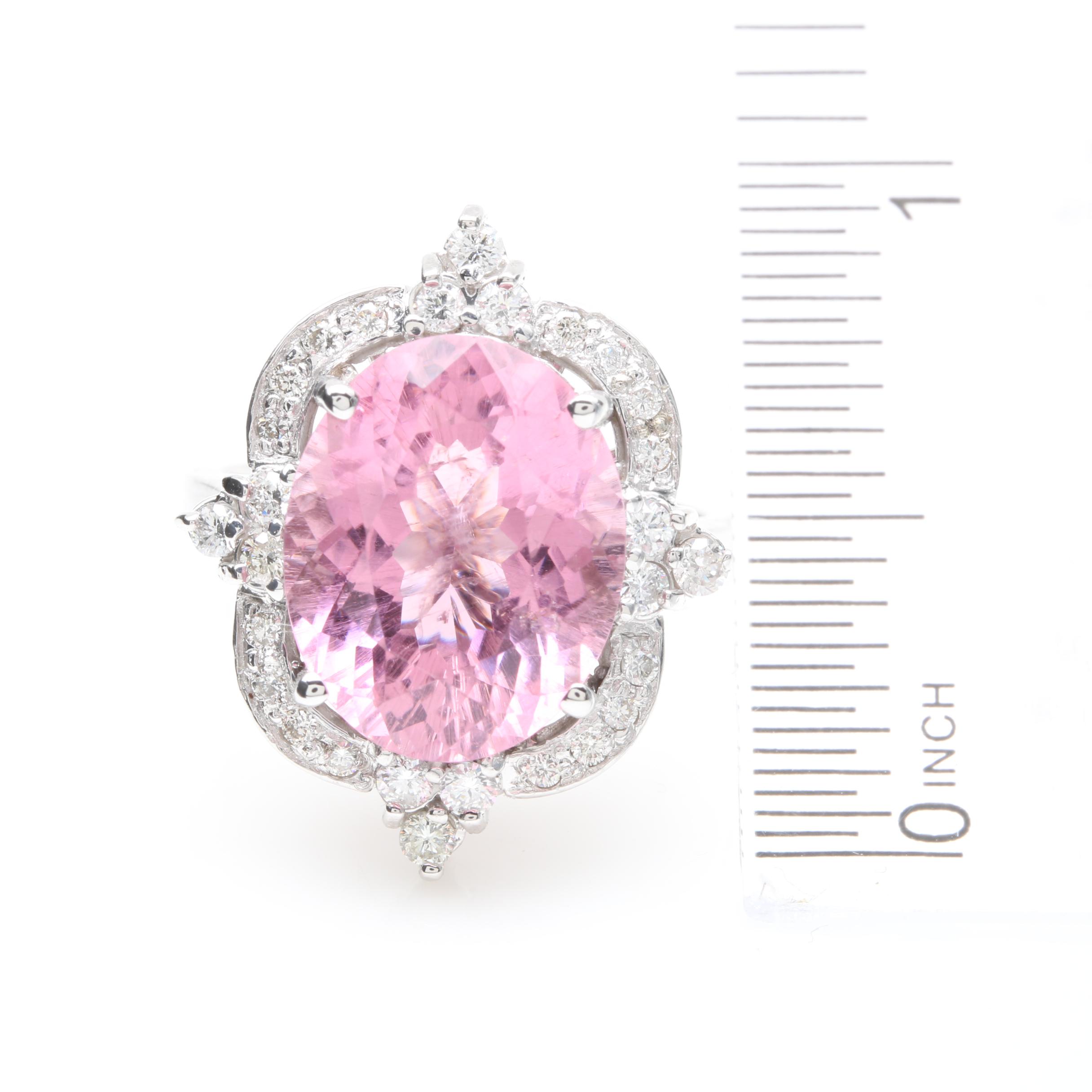 14K White Gold 8.23 CT Pink Tourmaline and Diamond Ring