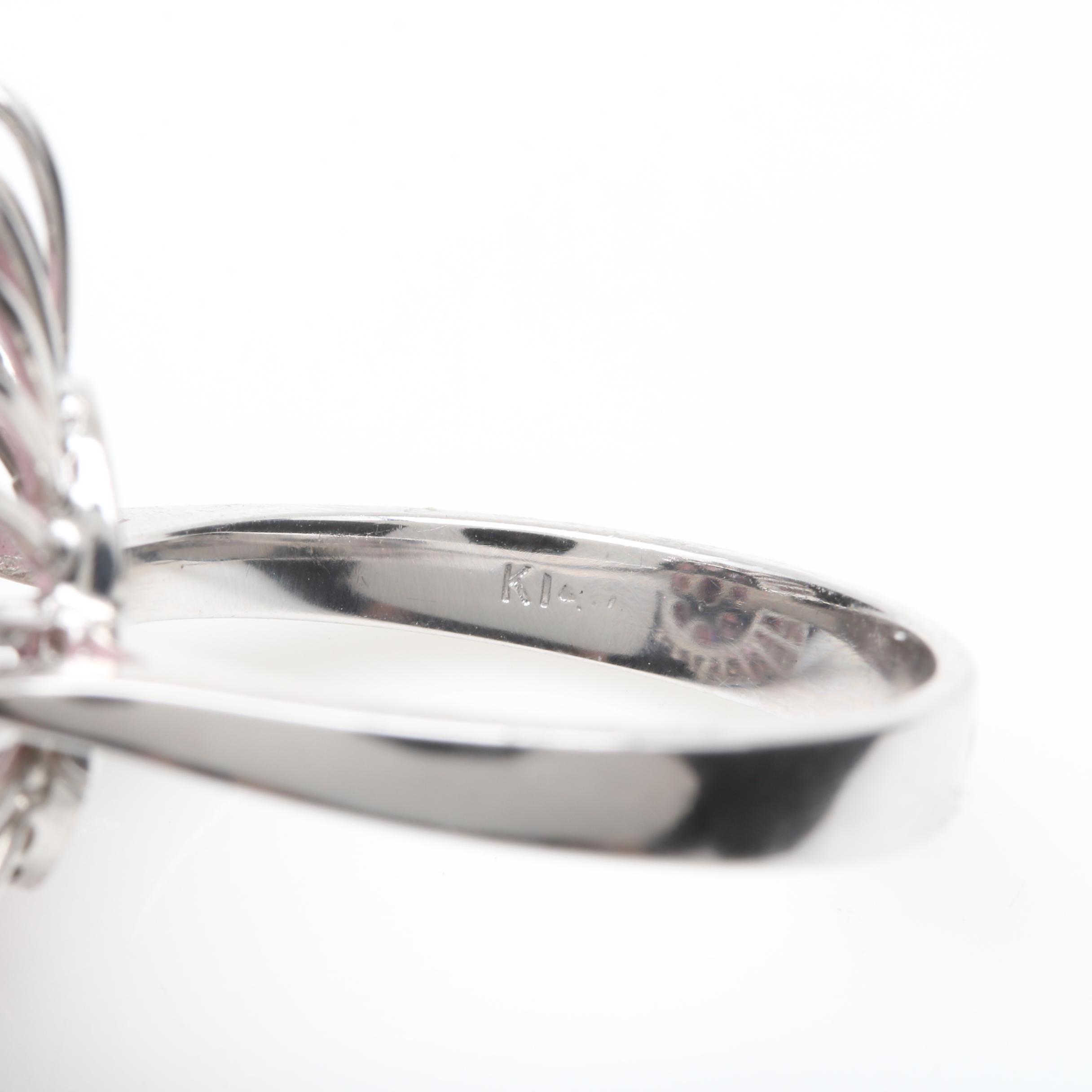 14K White Gold 8.23 CT Pink Tourmaline and Diamond Ring