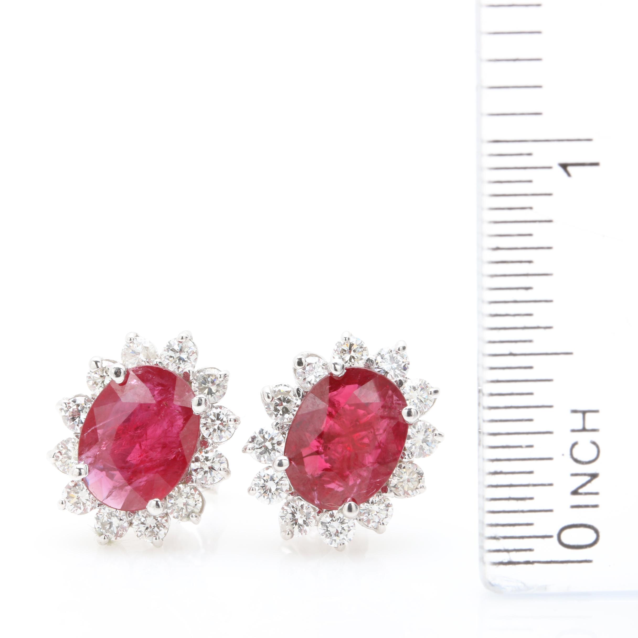 14K White Gold 2.82 CTW Ruby and 0.96 CTW Diamond Drop Earrings