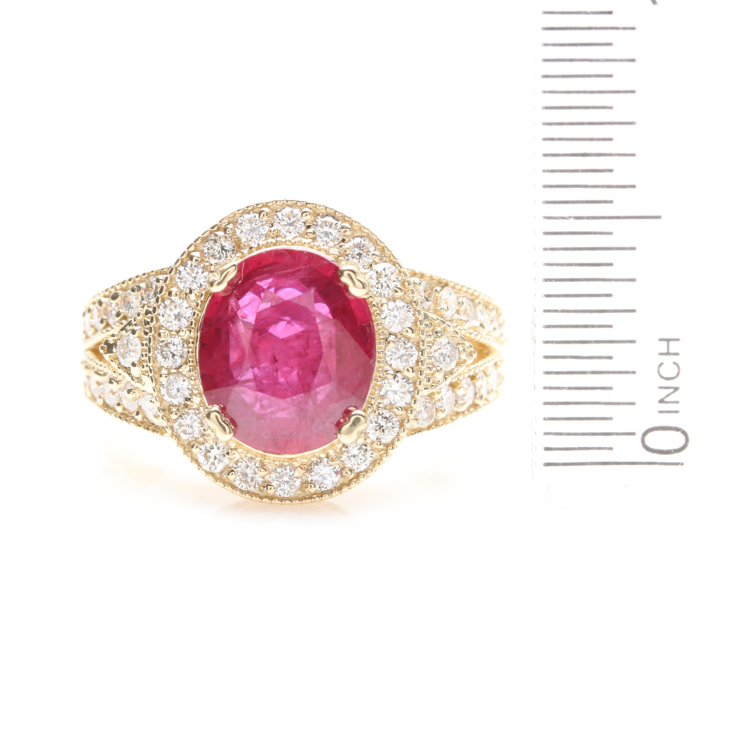 14K Yellow Gold 2.56 CT Ruby and Diamond Ring