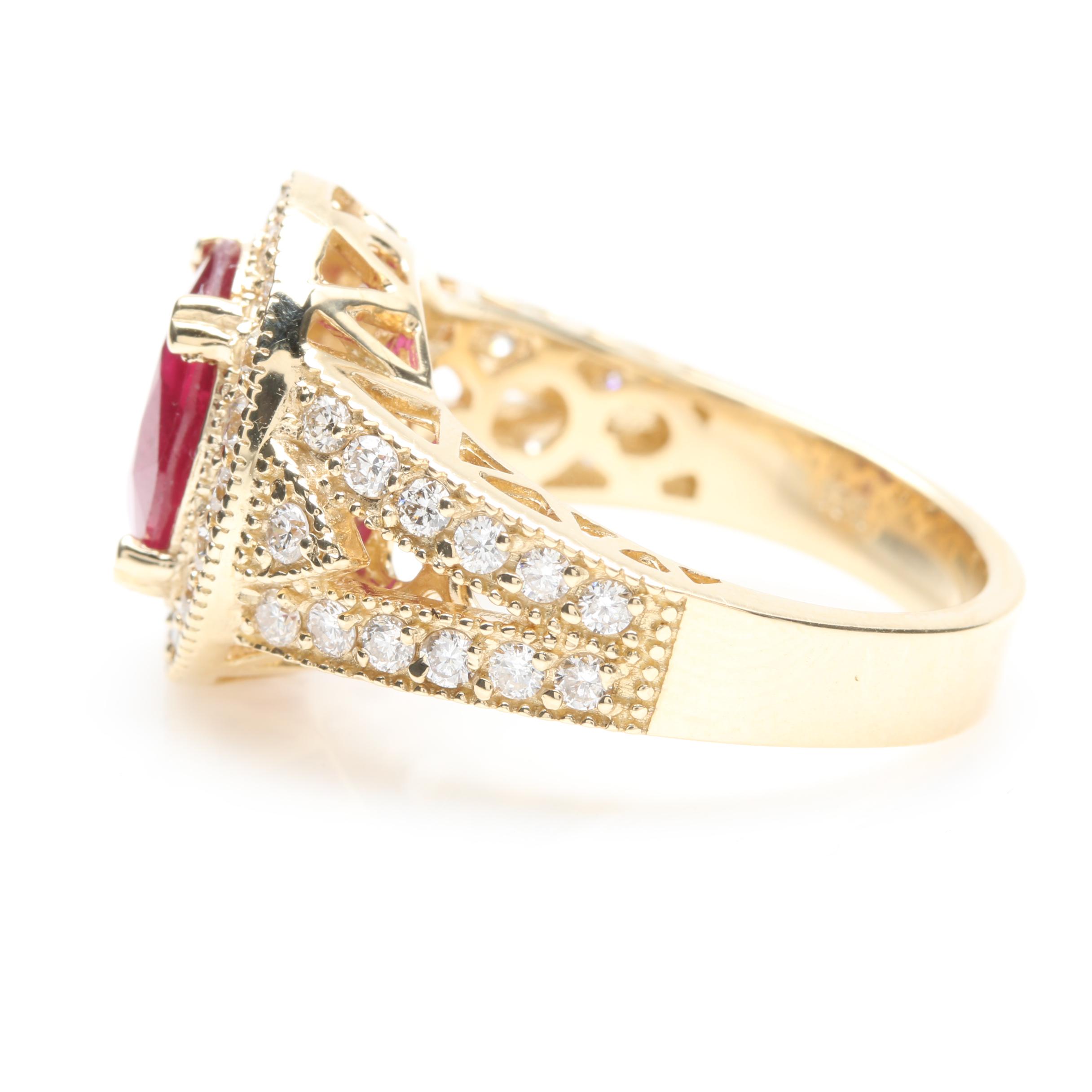 14K Yellow Gold 2.56 CT Ruby and Diamond Ring