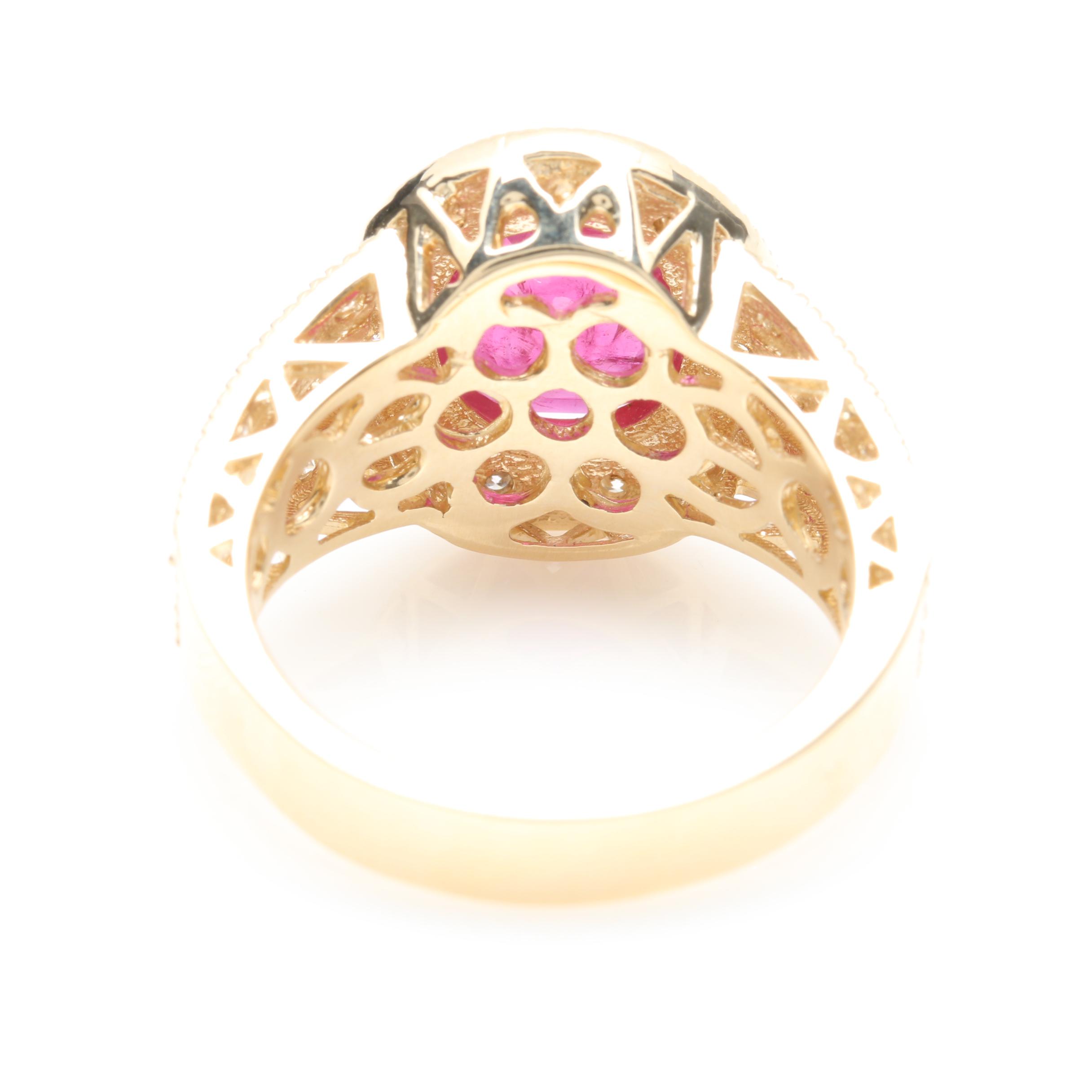 14K Yellow Gold 2.56 CT Ruby and Diamond Ring