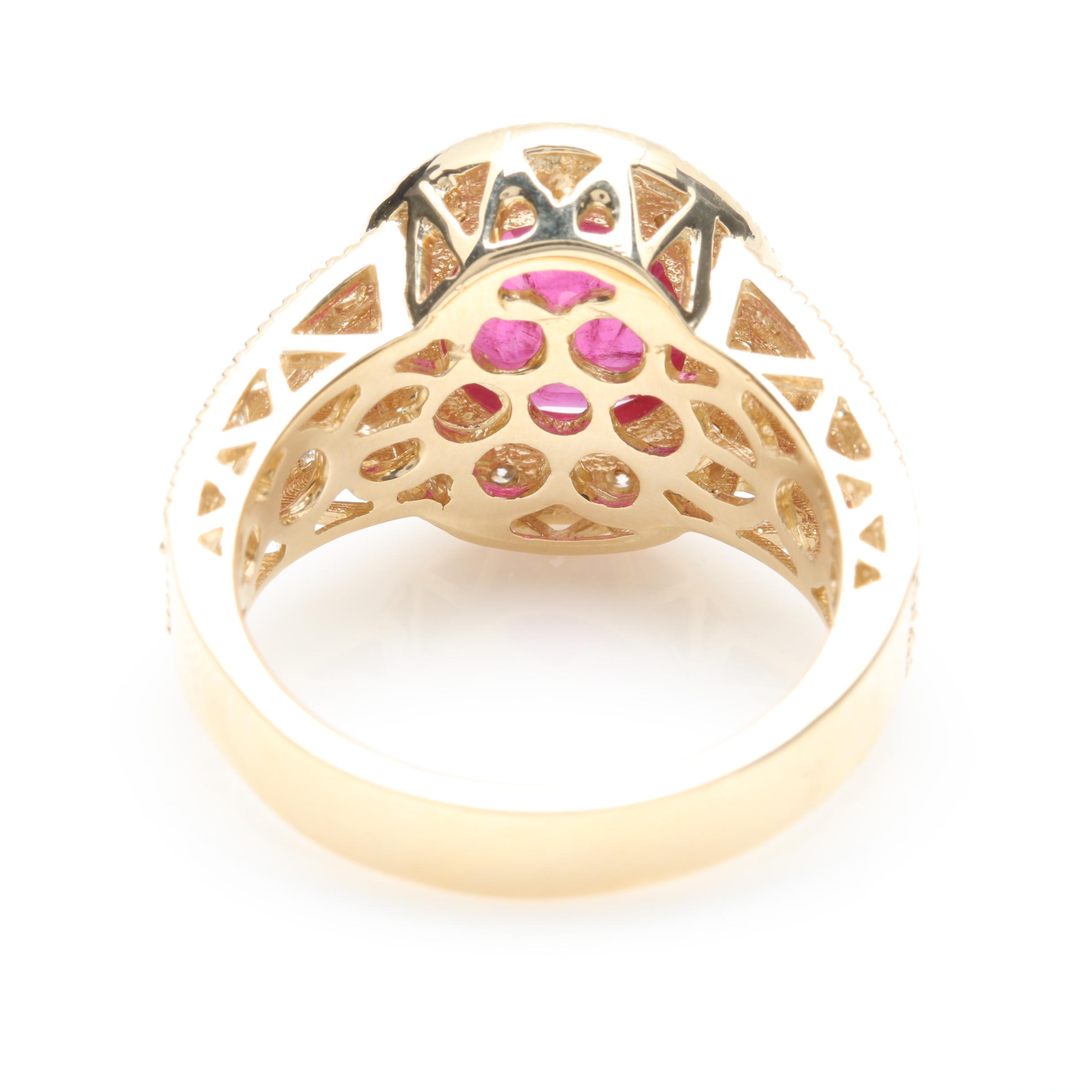 14K Yellow Gold 2.56 CT Ruby and Diamond Ring