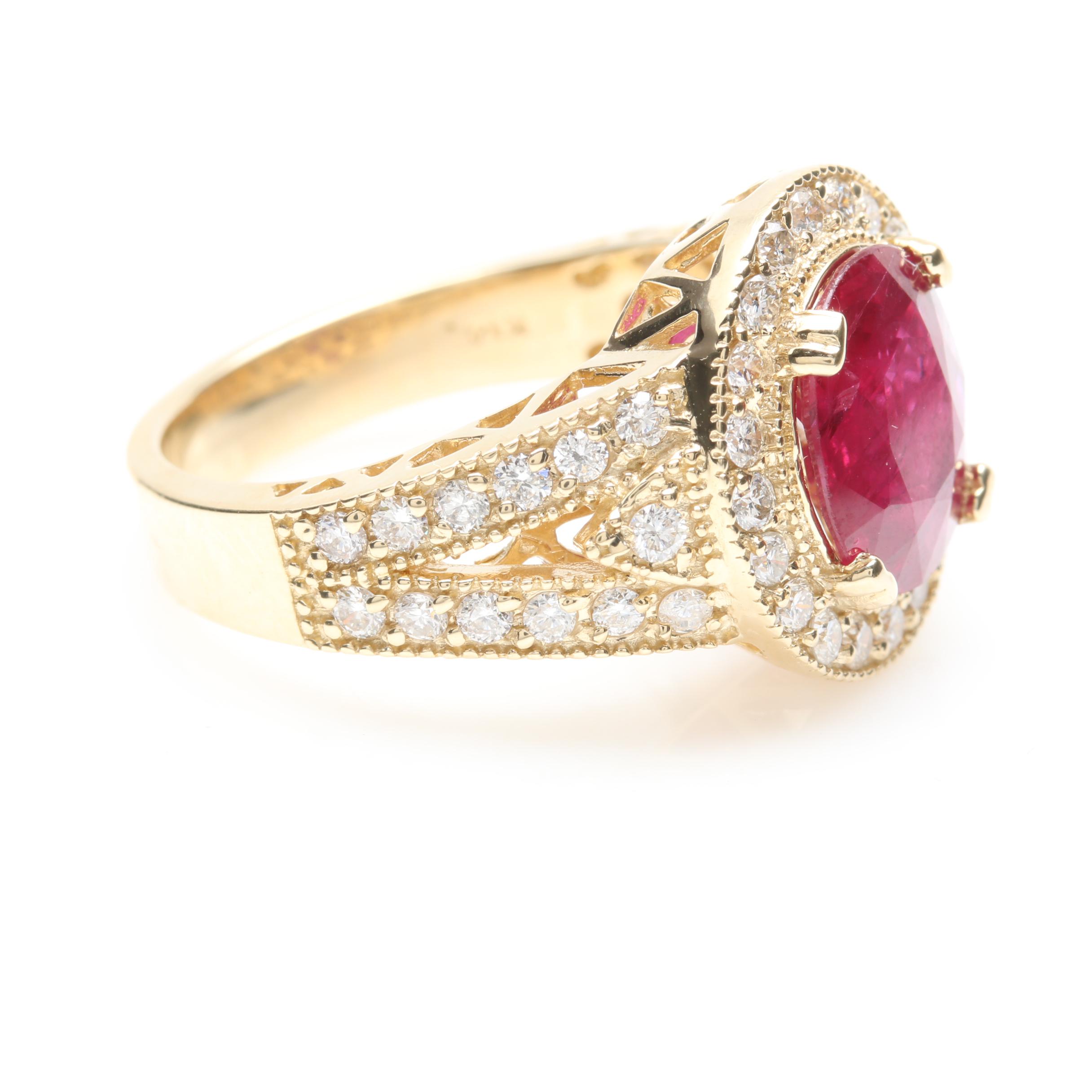 14K Yellow Gold 2.56 CT Ruby and Diamond Ring