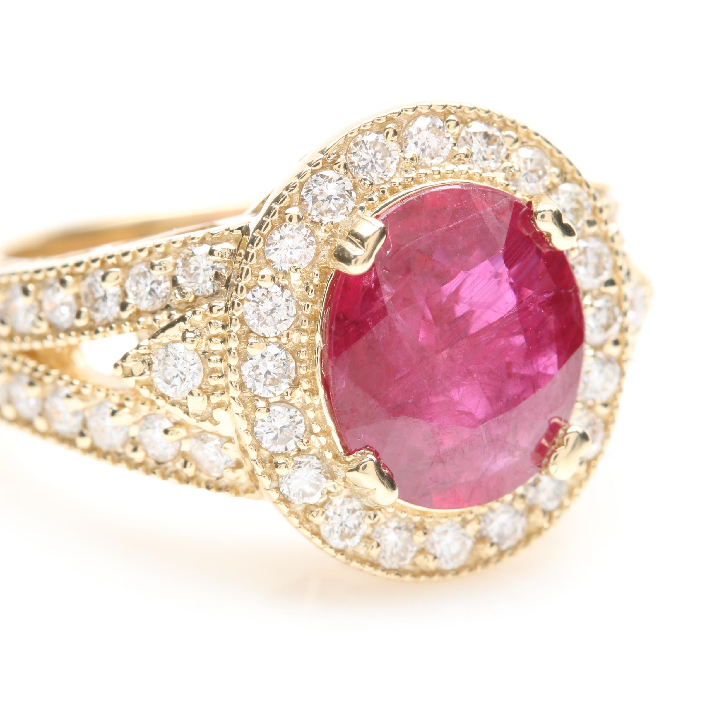 14K Yellow Gold 2.56 CT Ruby and Diamond Ring