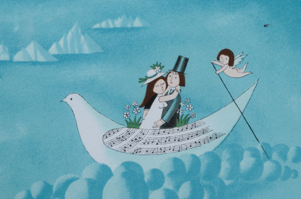 Raymond Peynet Signed Artist's Proof Lithograph "Lovers"