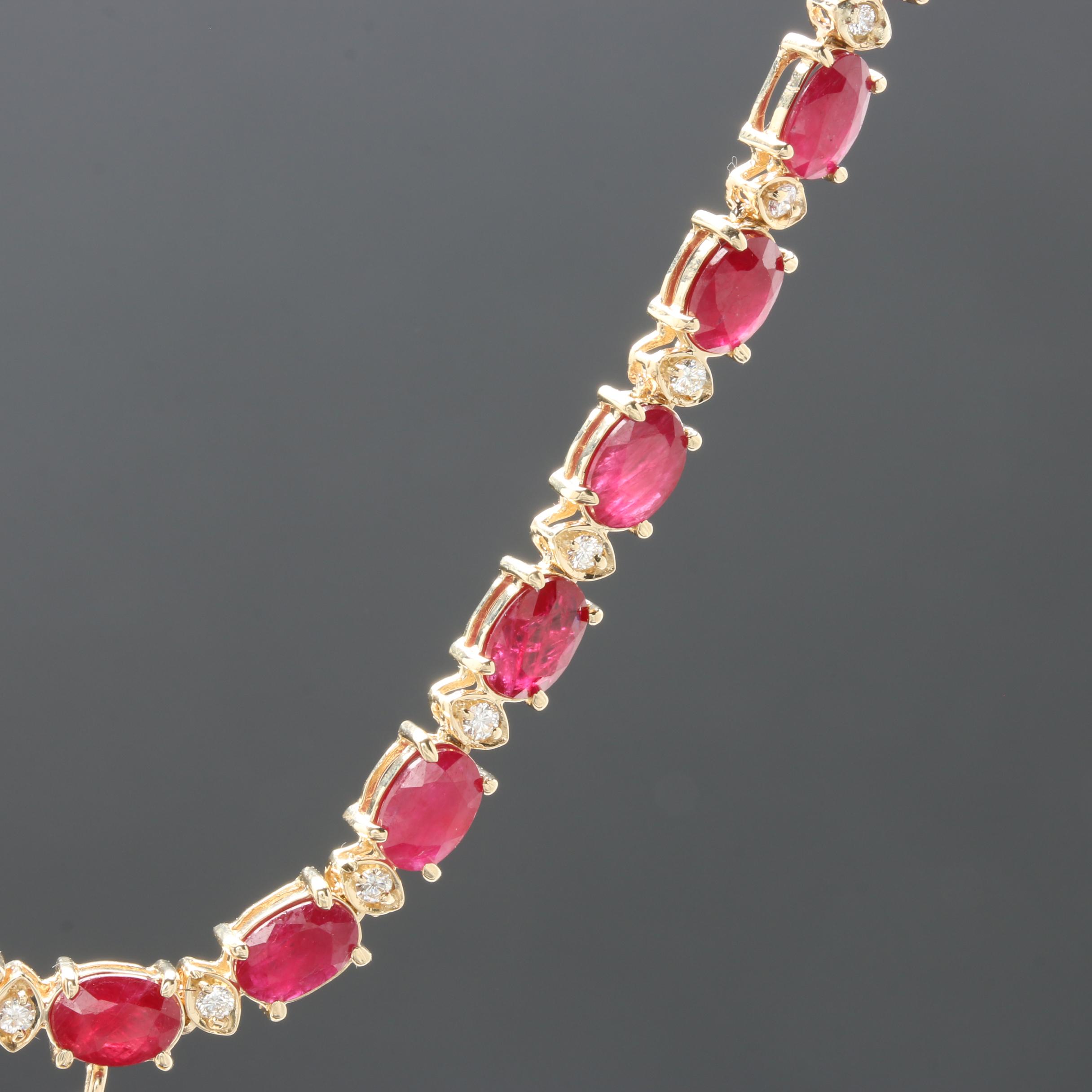 14K Yellow Gold 2.52 CT Ruby and 2.50 CTW Diamond Pendant Necklace