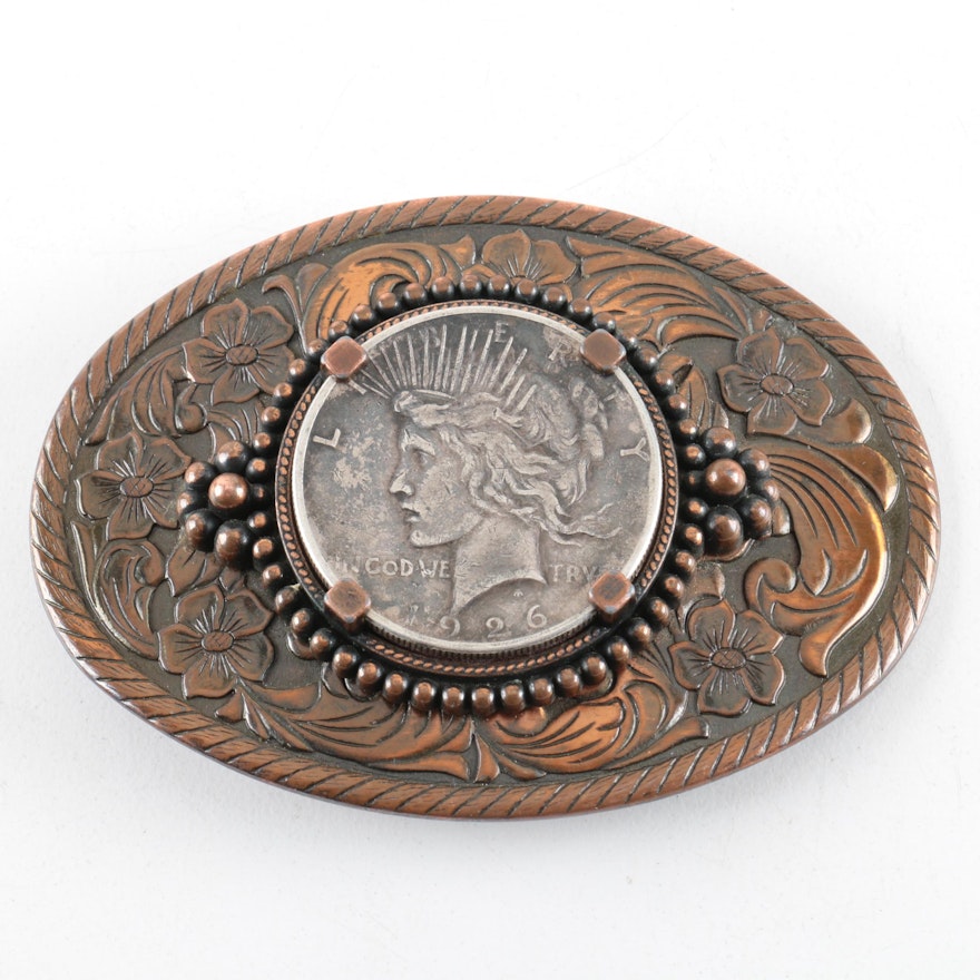 1926 Liberty Silver Dollar and Copper Belt Buckle