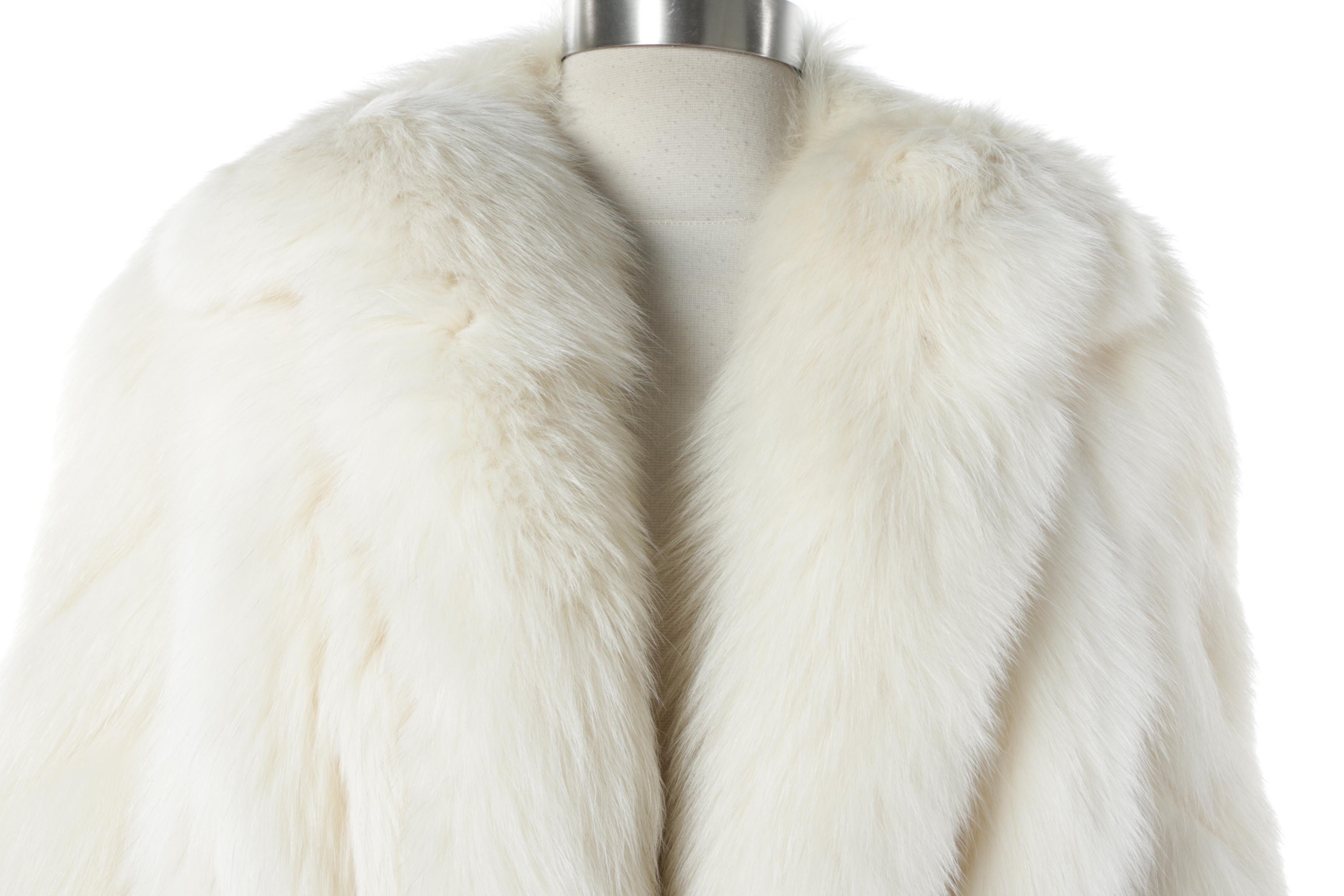 Women's White Fox Fur Coat by Saga Fox