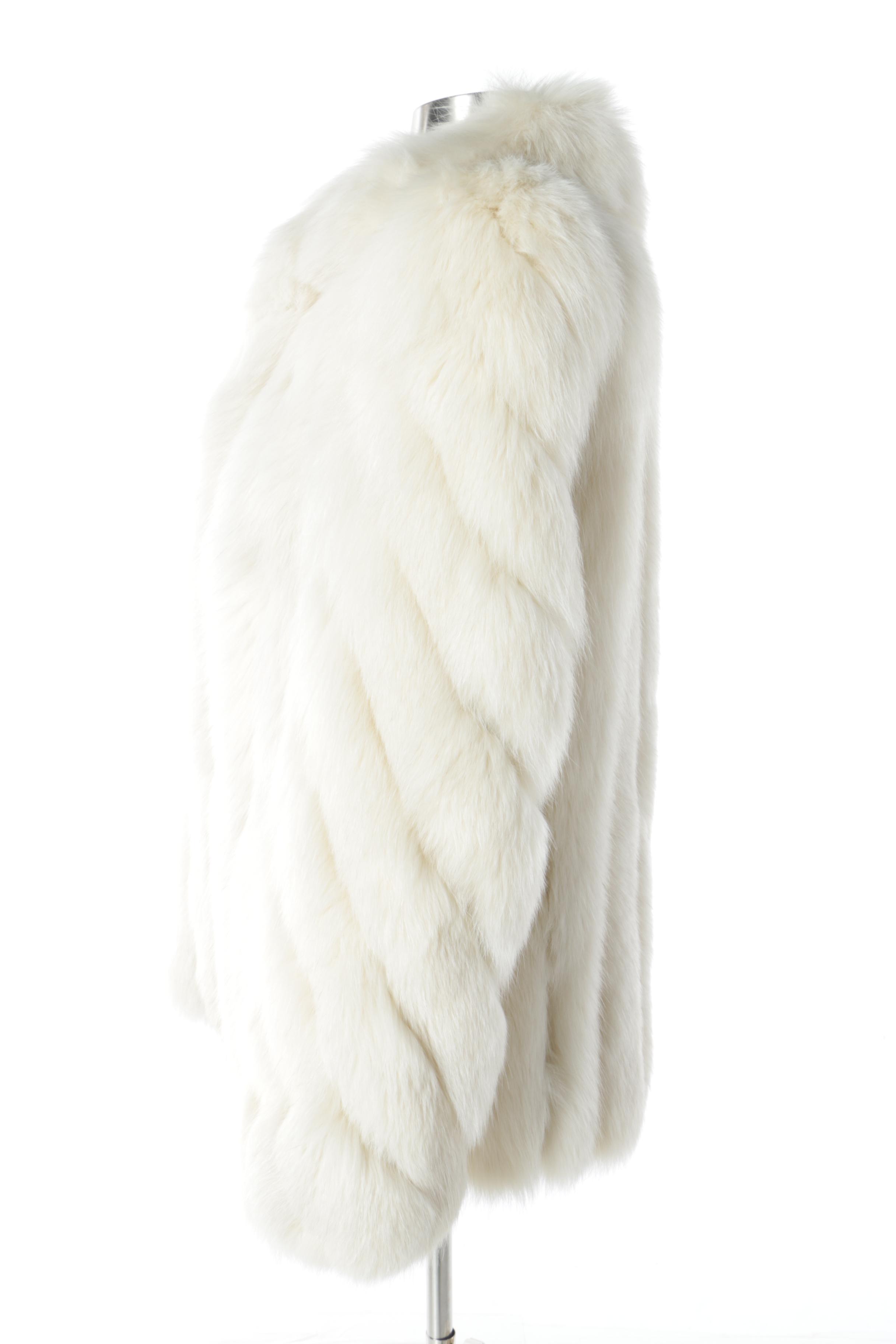 Women's White Fox Fur Coat by Saga Fox